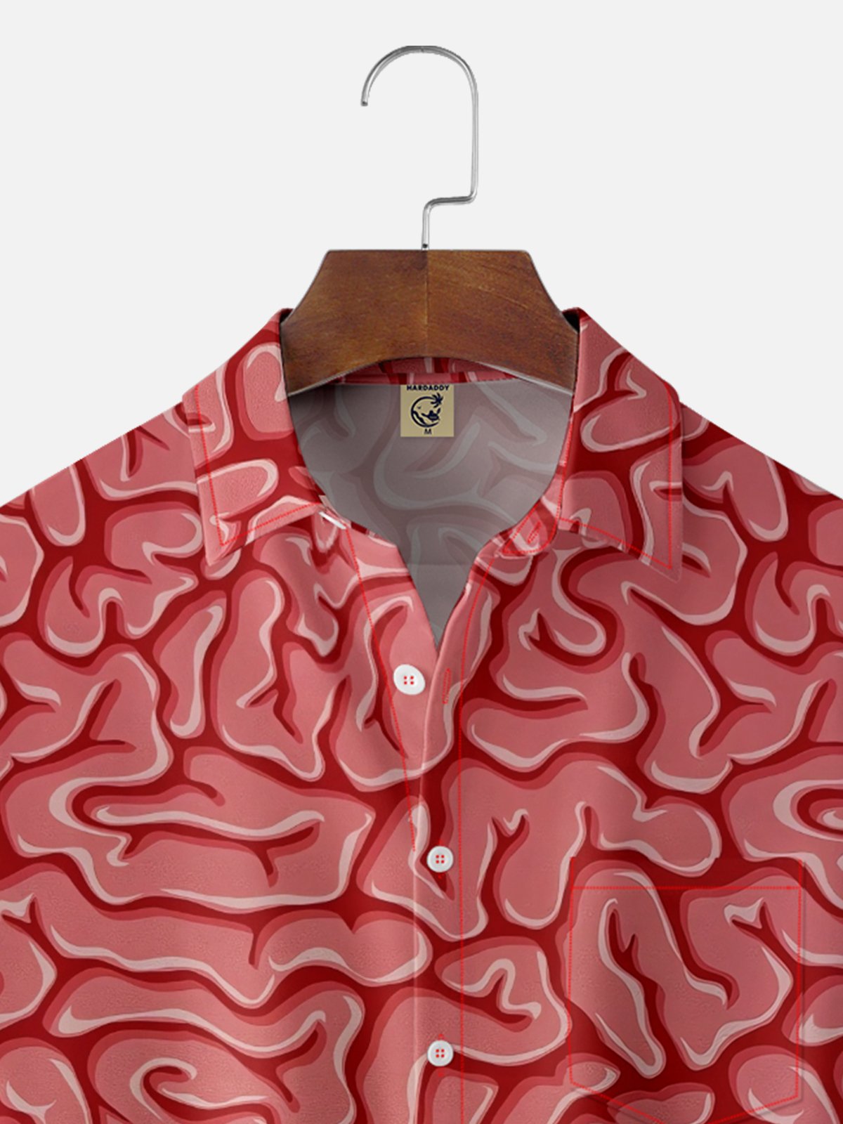 Moisture-wicking Artistic Abstract Brain Chest Pocket Casual Shirt