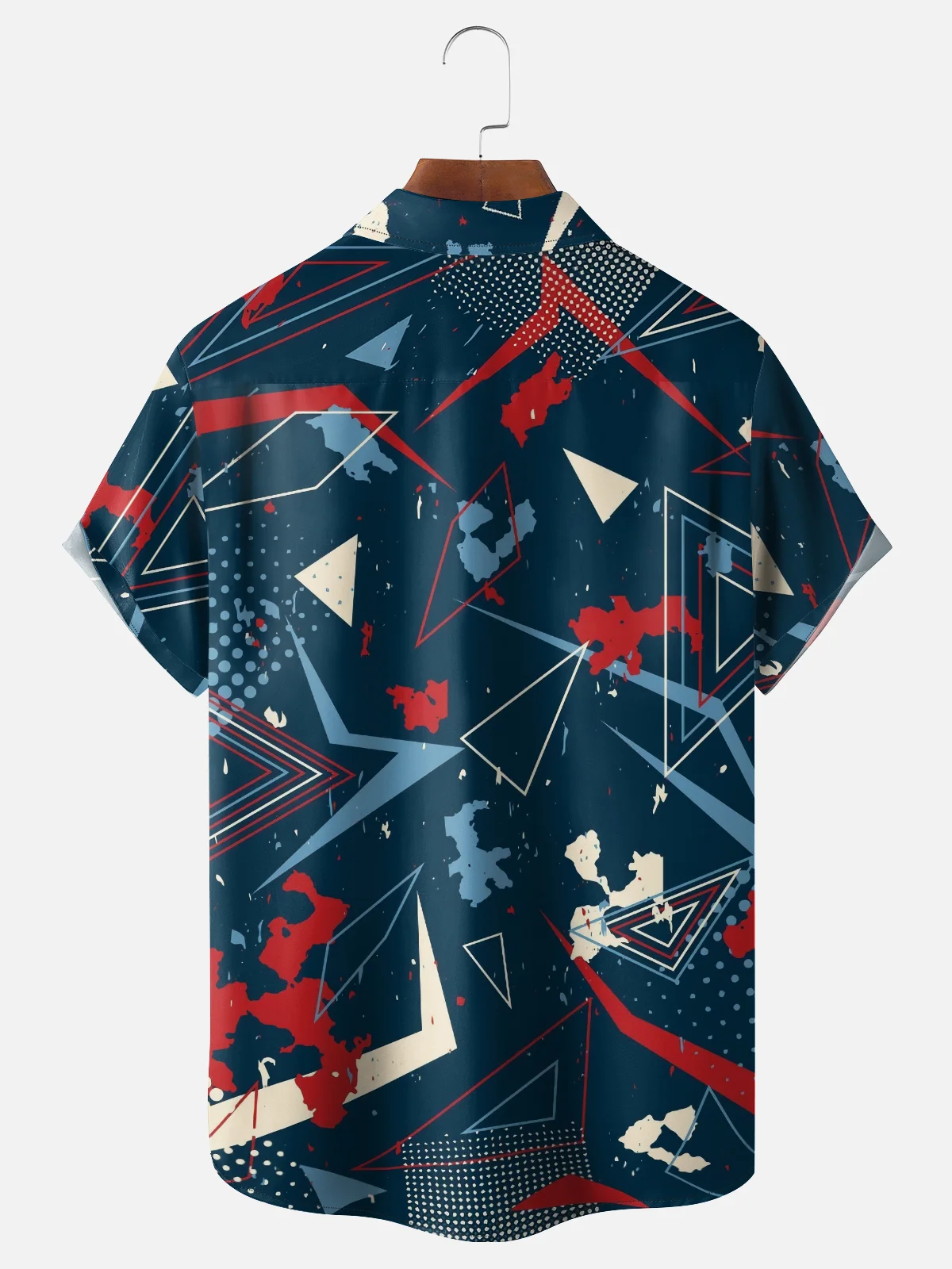 Moisture-wicking Artistic Geometry Chest Pocket Casual Shirt