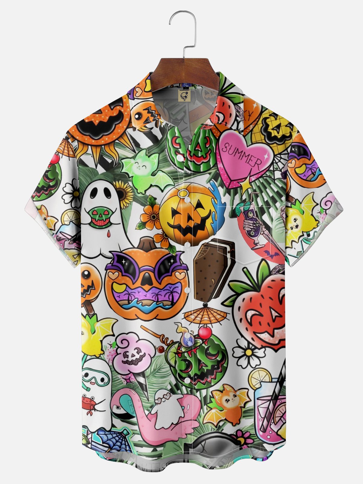 Moisture-wicking Halloween Chest Pocket Casual Shirt