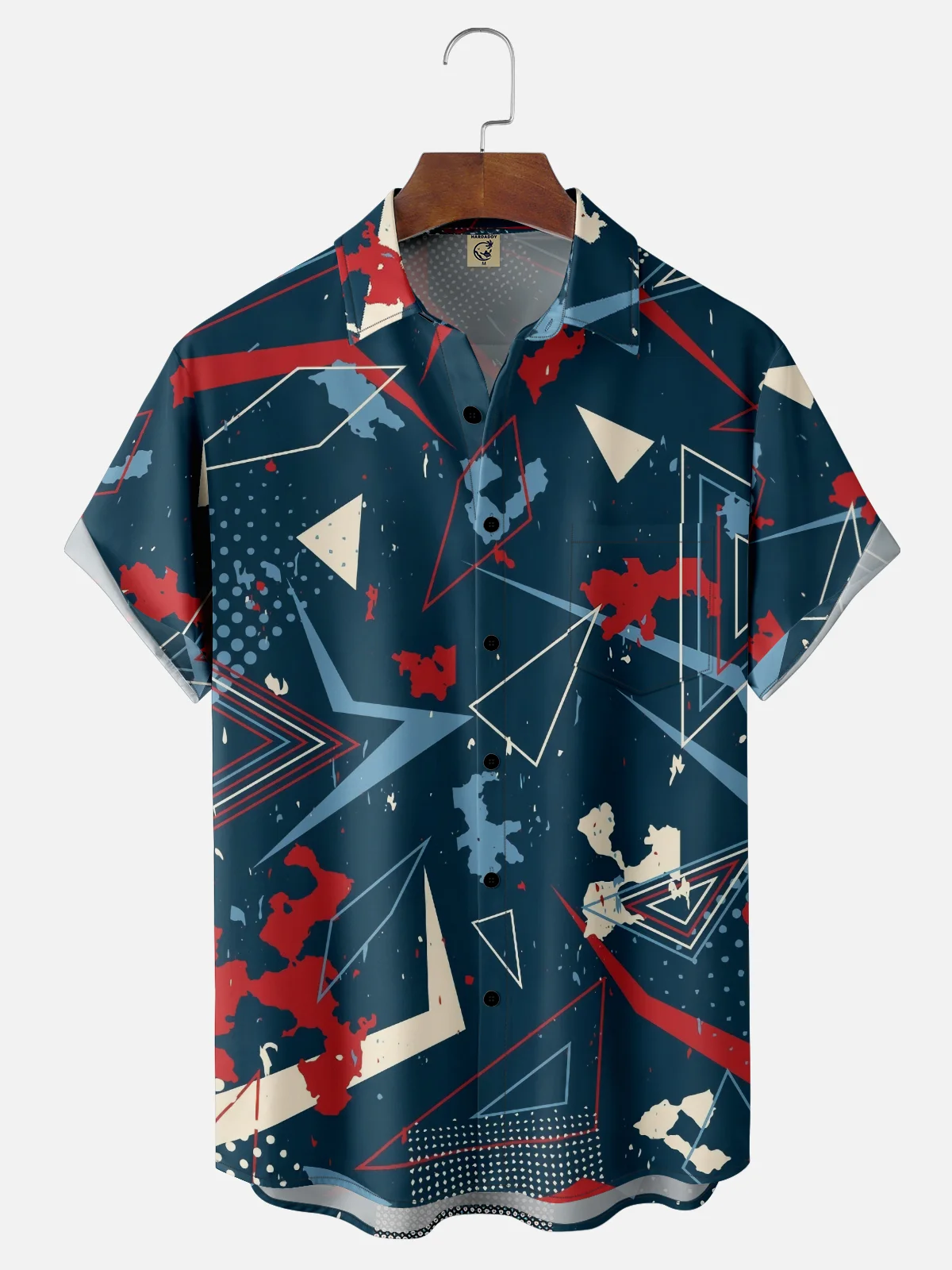 Moisture-wicking Artistic Geometry Chest Pocket Casual Shirt