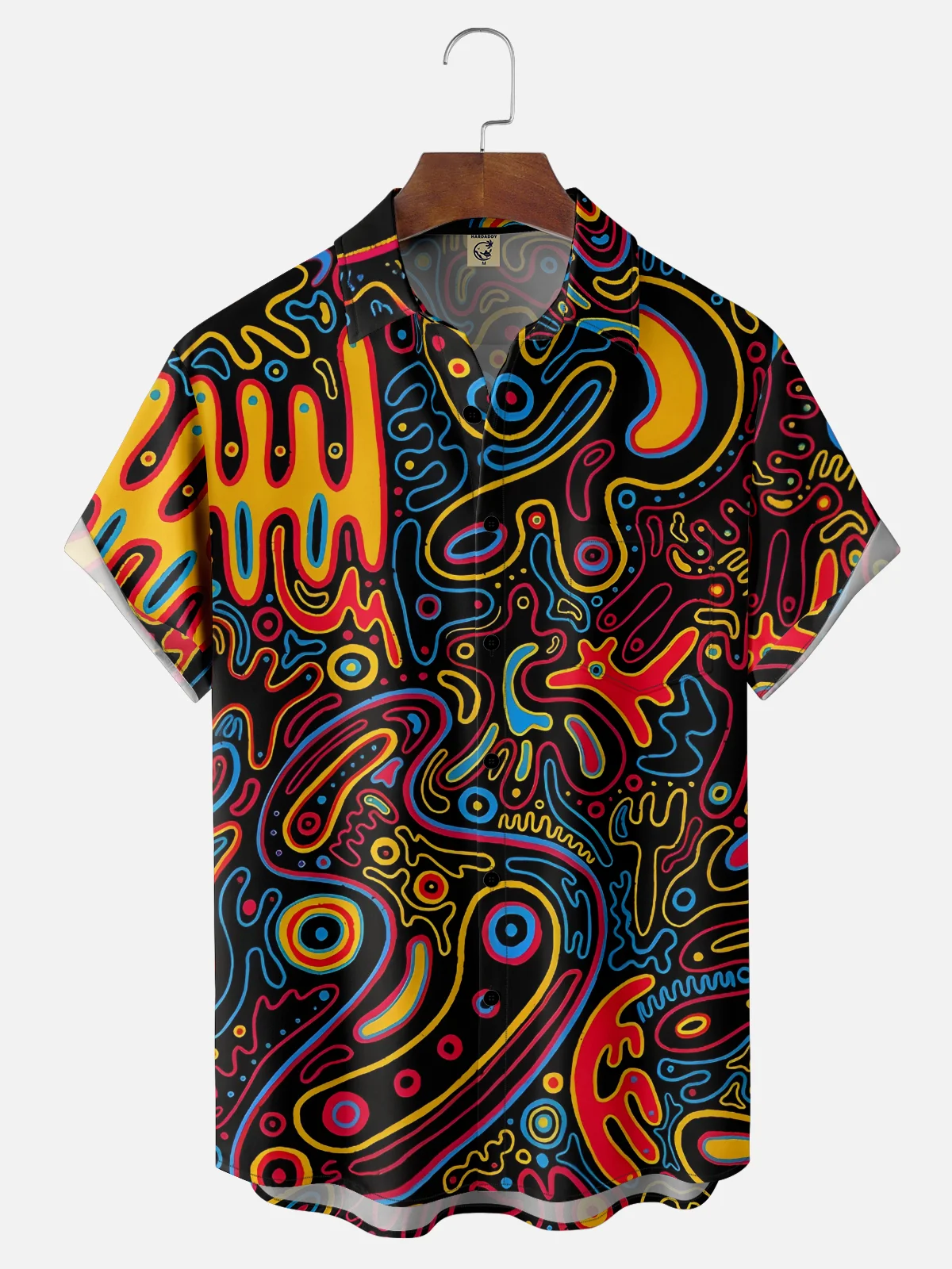 Moisture-wicking Art Abstract Lines Chest Pocket Casual Shirt
