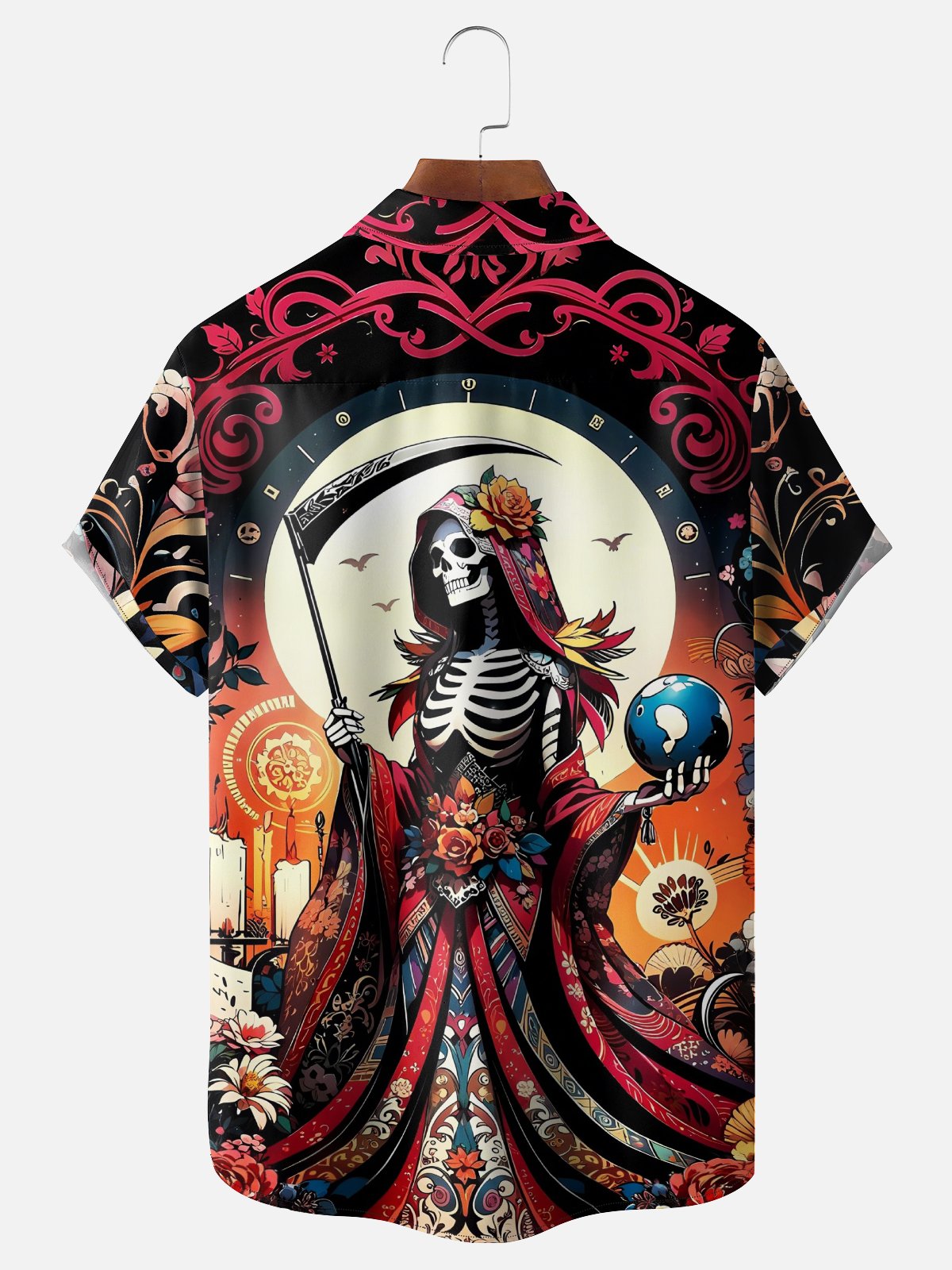 Moisture-wicking Day of the Dead Chest Pocket Casual Shirt