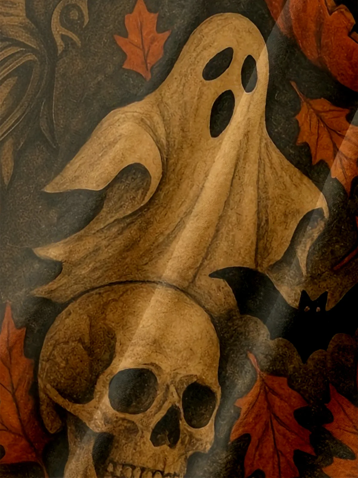 Moisture-wicking Halloween Pumpkin Cat Ghost Chest Pocket Casual Shirt