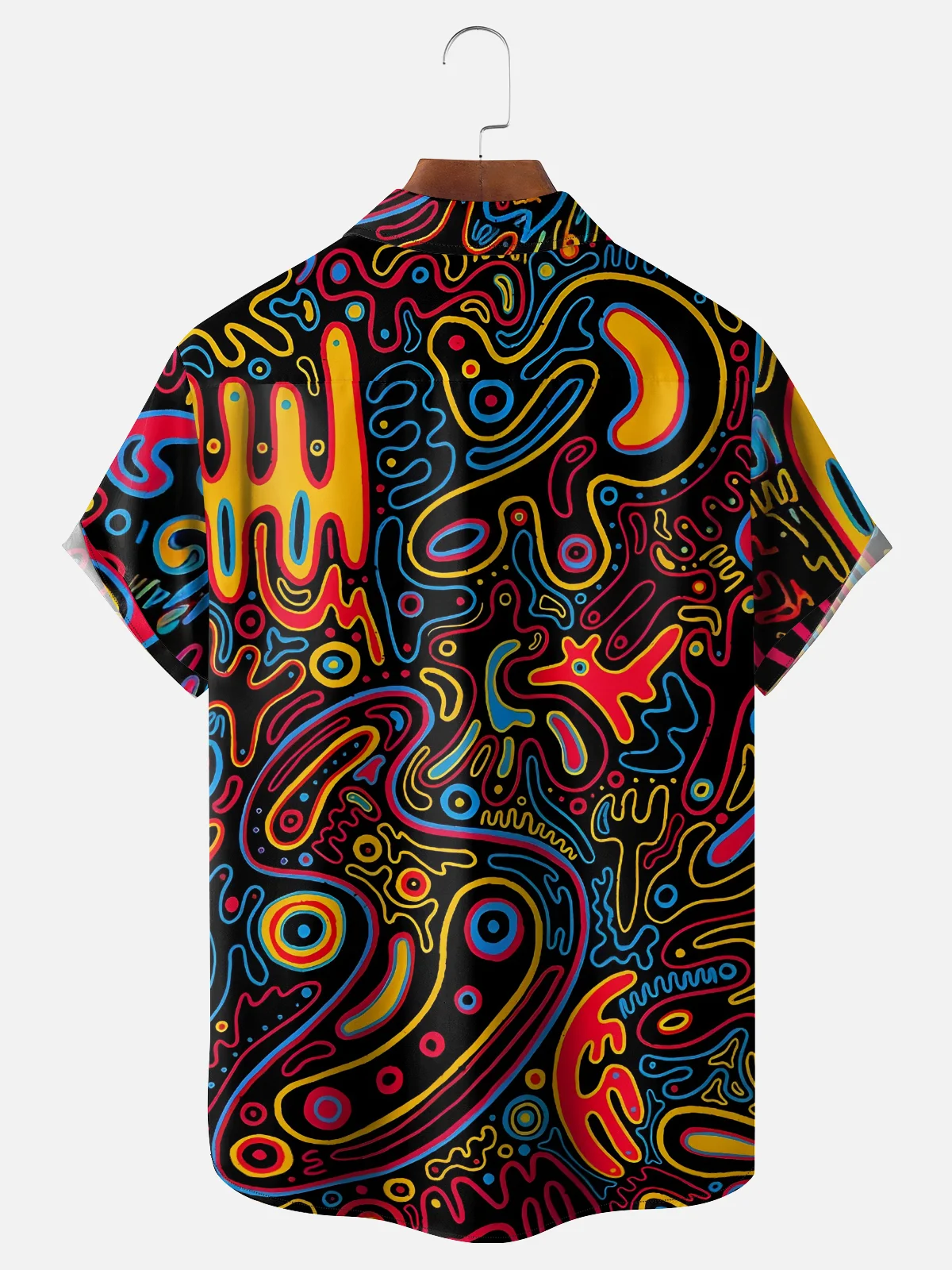 Moisture-wicking Art Abstract Lines Chest Pocket Casual Shirt