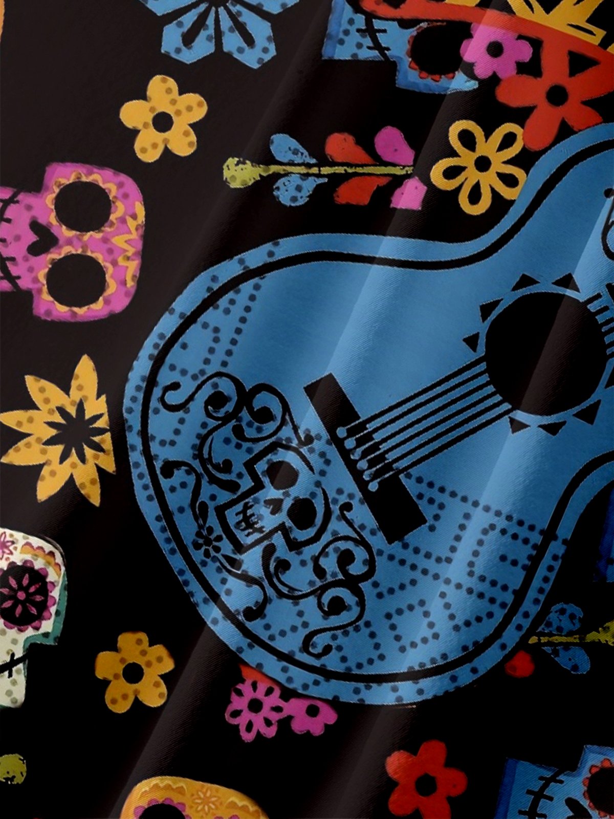Moisture-wicking Day of the Dead Chest Pocket Casual Shirt