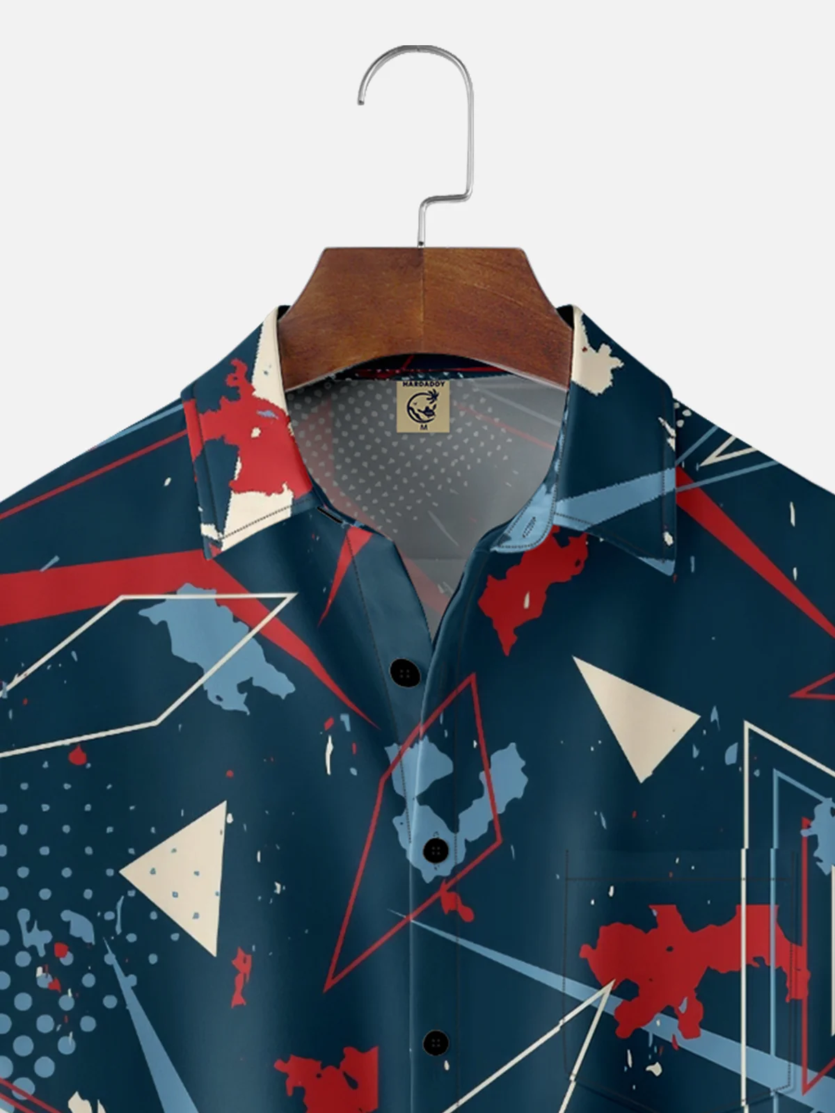 Moisture-wicking Artistic Geometry Chest Pocket Casual Shirt