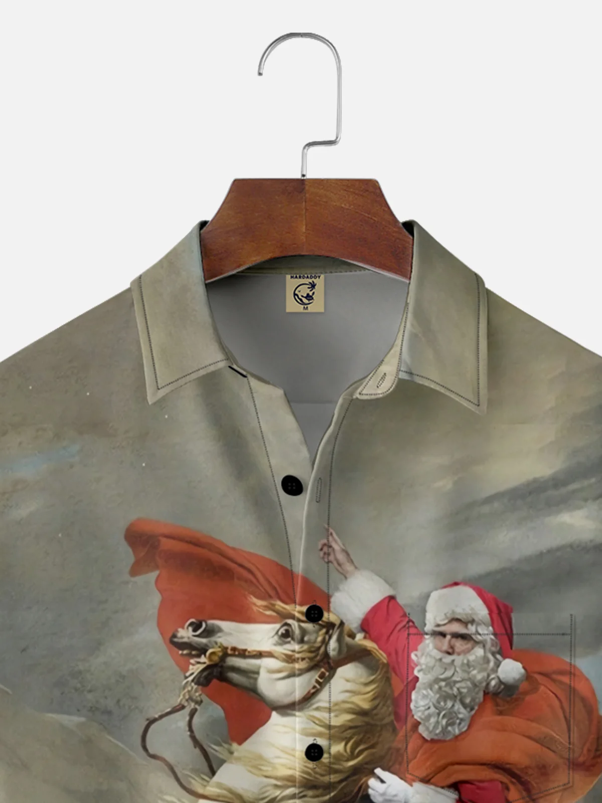 Moisture-wicking Christmas Santa Horse Chest Pocket Casual Shirt