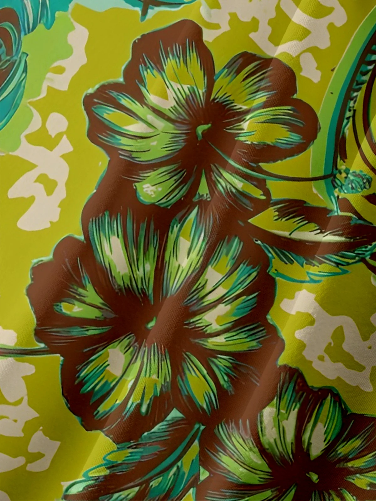 Moisture-wicking Tiki Flower Chest Pocket Hawaiian Shirt