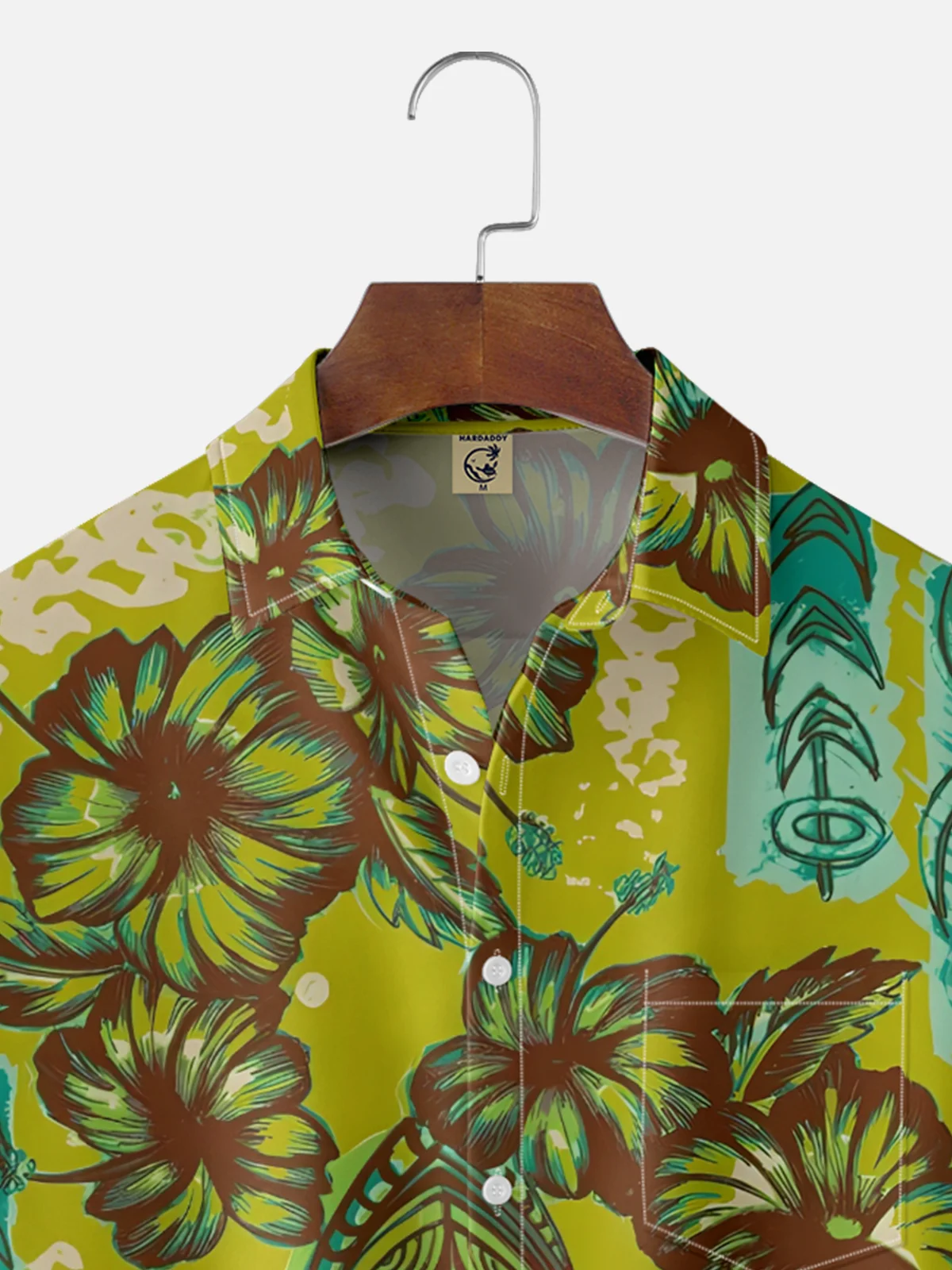 Moisture-wicking Tiki Flower Chest Pocket Hawaiian Shirt