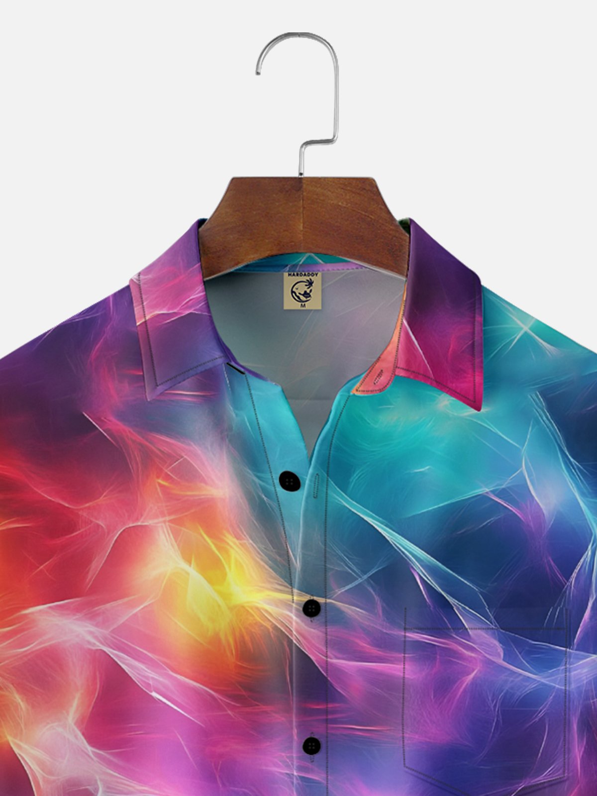 Moisture-Wicking 3D Abstract Gradient Stripes Chest Pocket Hawaiian Shirt