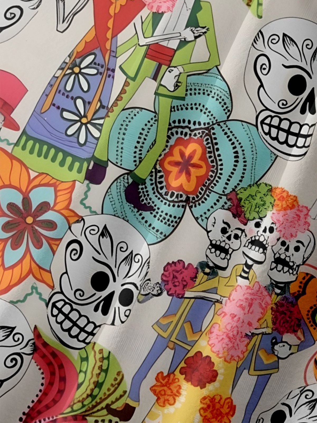 Moisture-wicking Day of the Dead Chest Pocket Casual Shirt