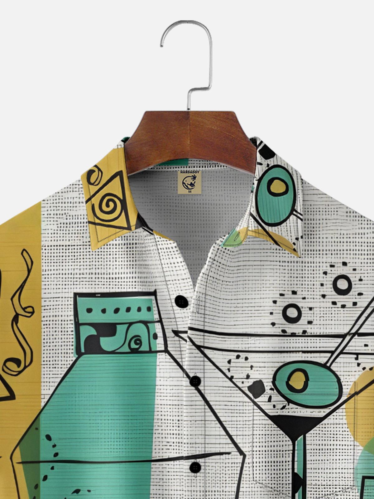 Moisture-Wicking Medieval Cocktail Geometric Chest Pocket Hawaiian Shirt