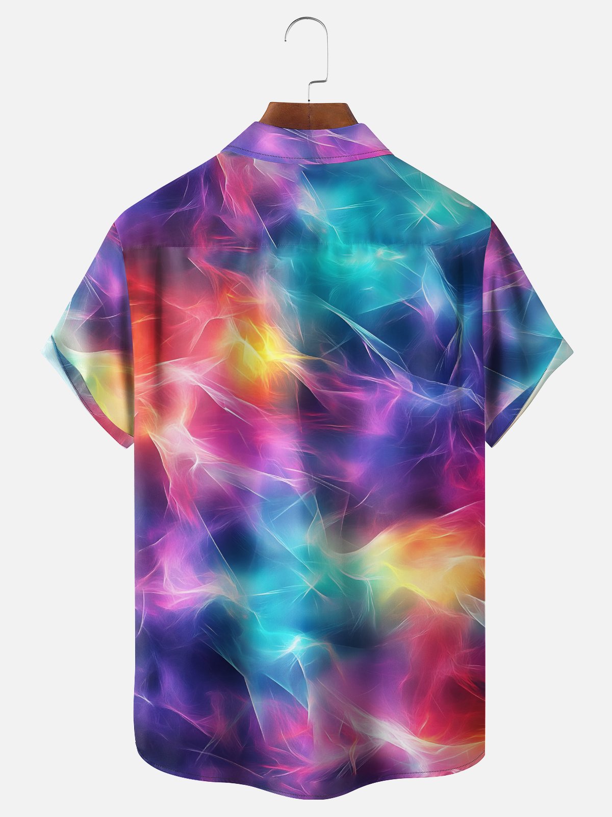 Moisture-Wicking 3D Abstract Gradient Stripes Chest Pocket Hawaiian Shirt
