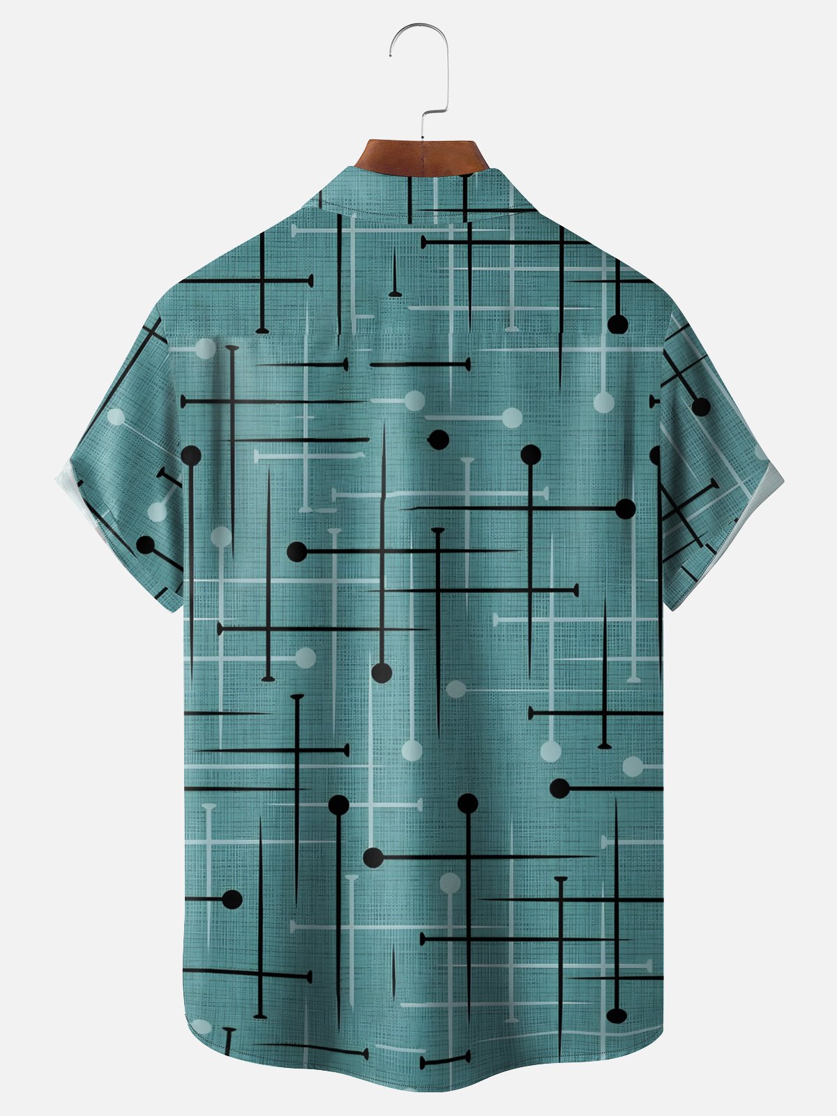 Moisture-Wicking Medieval Geometric Polka Dot Chest Pocket Hawaiian Shirt