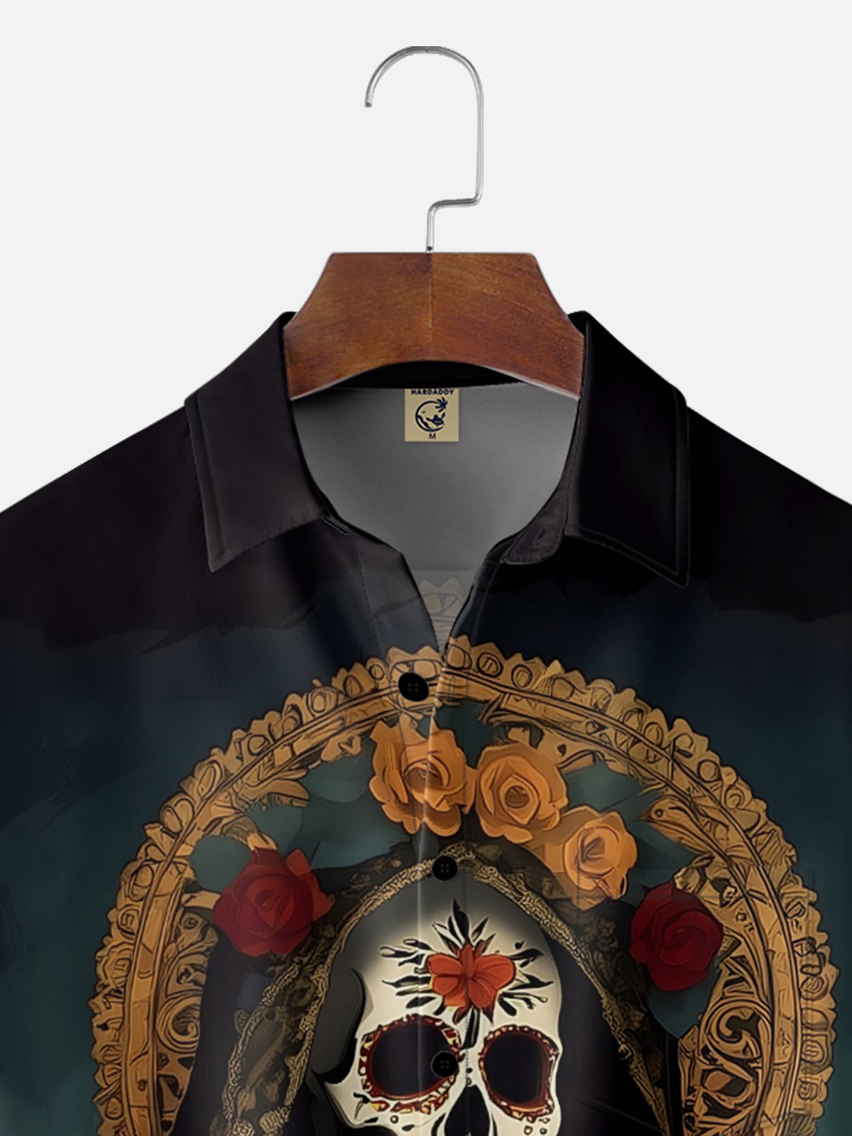 Moisture-wicking Day of the Dead Skull Chest Pocket Casual Shirt