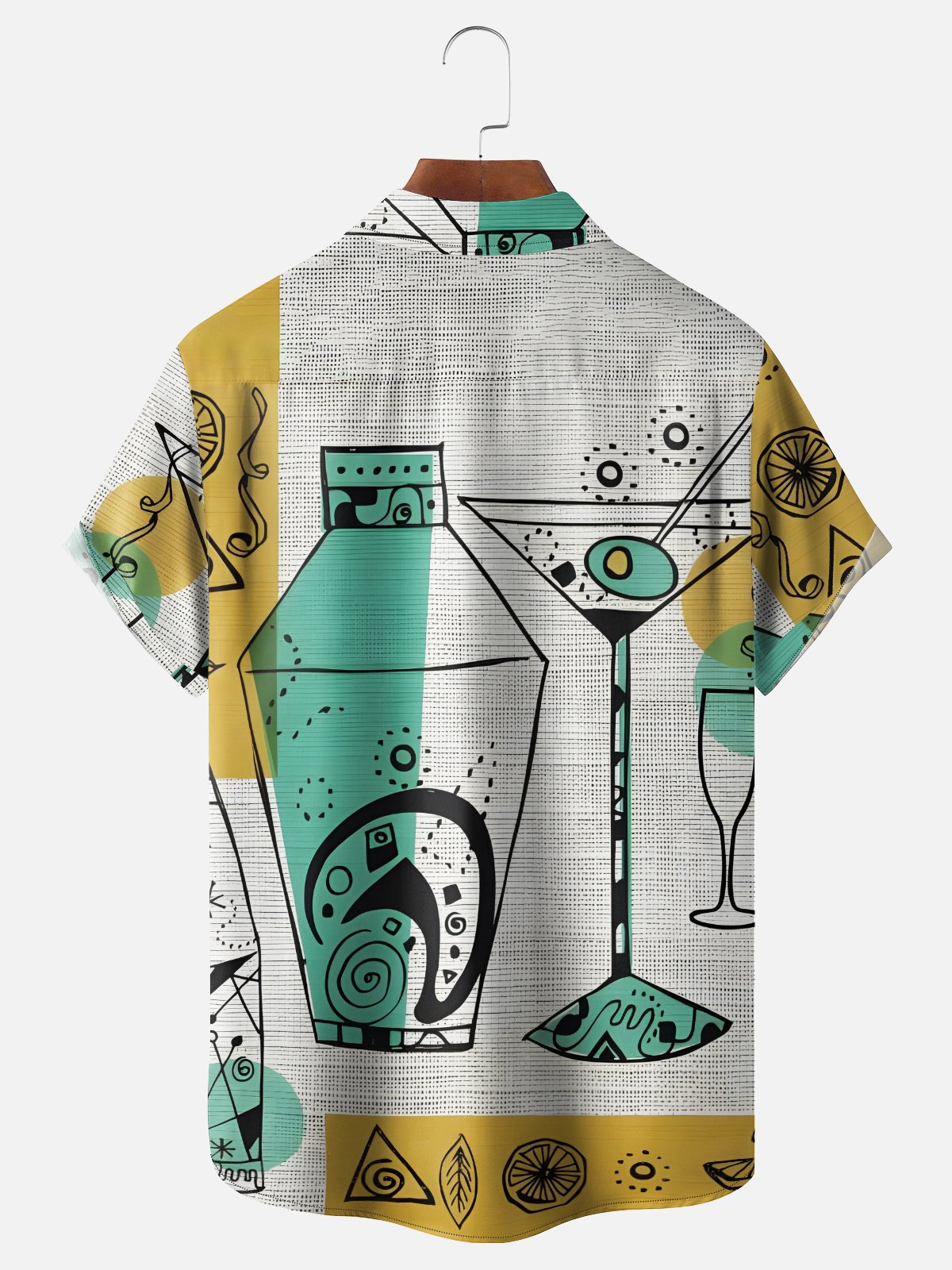 Moisture-Wicking Medieval Cocktail Geometric Chest Pocket Hawaiian Shirt