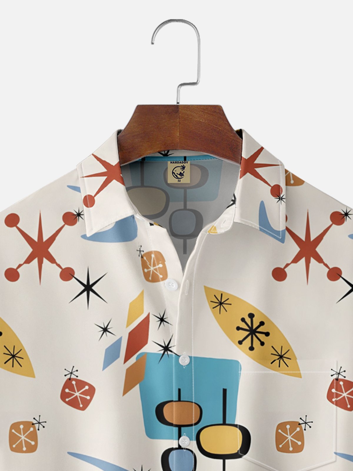Moisture-Wicking Medieval Geometric Color-Blocked Chest Pocket Hawaiian Shirt