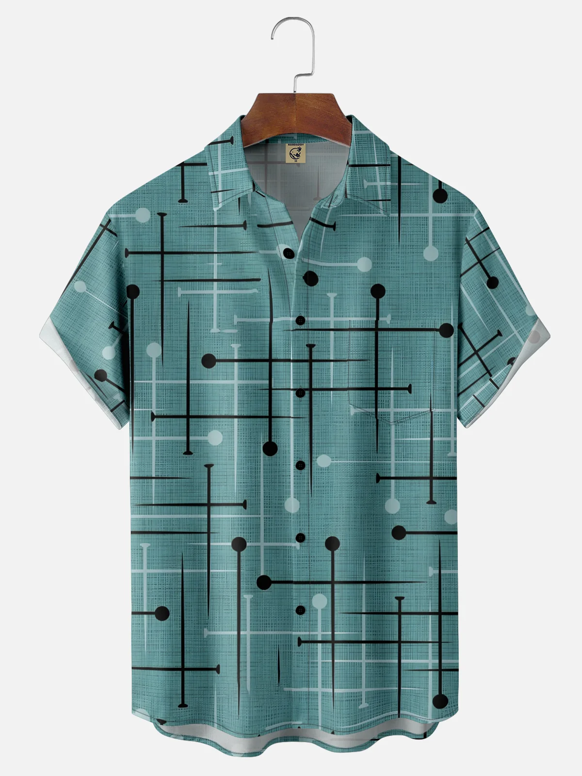 Moisture-Wicking Medieval Geometric Polka Dot Chest Pocket Hawaiian Shirt