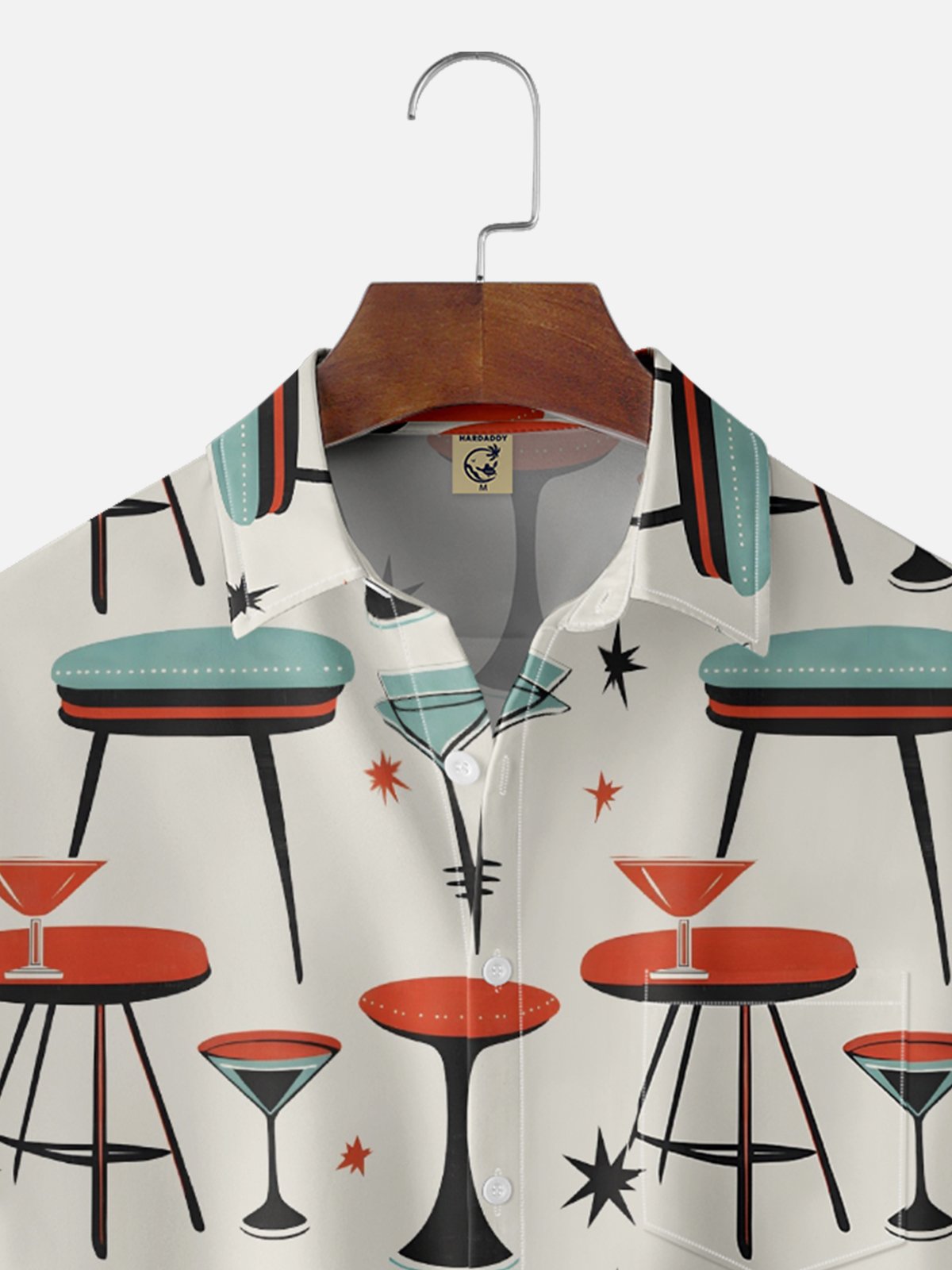 Moisture-Wicking Medieval Geometric Color-Blocked Chest Pocket Hawaiian Shirt