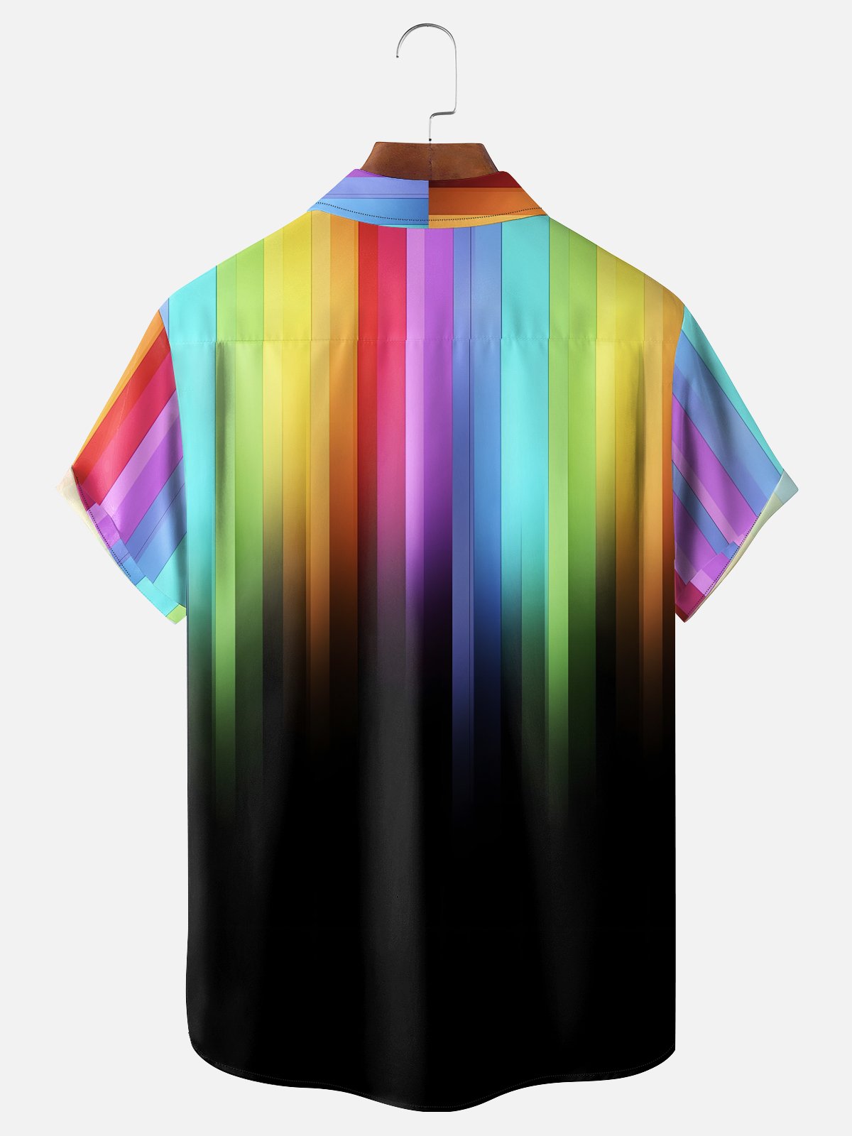 Moisture-Wicking 3D Gradient Abstract Geometric Chest Pocket Hawaiian Shirt