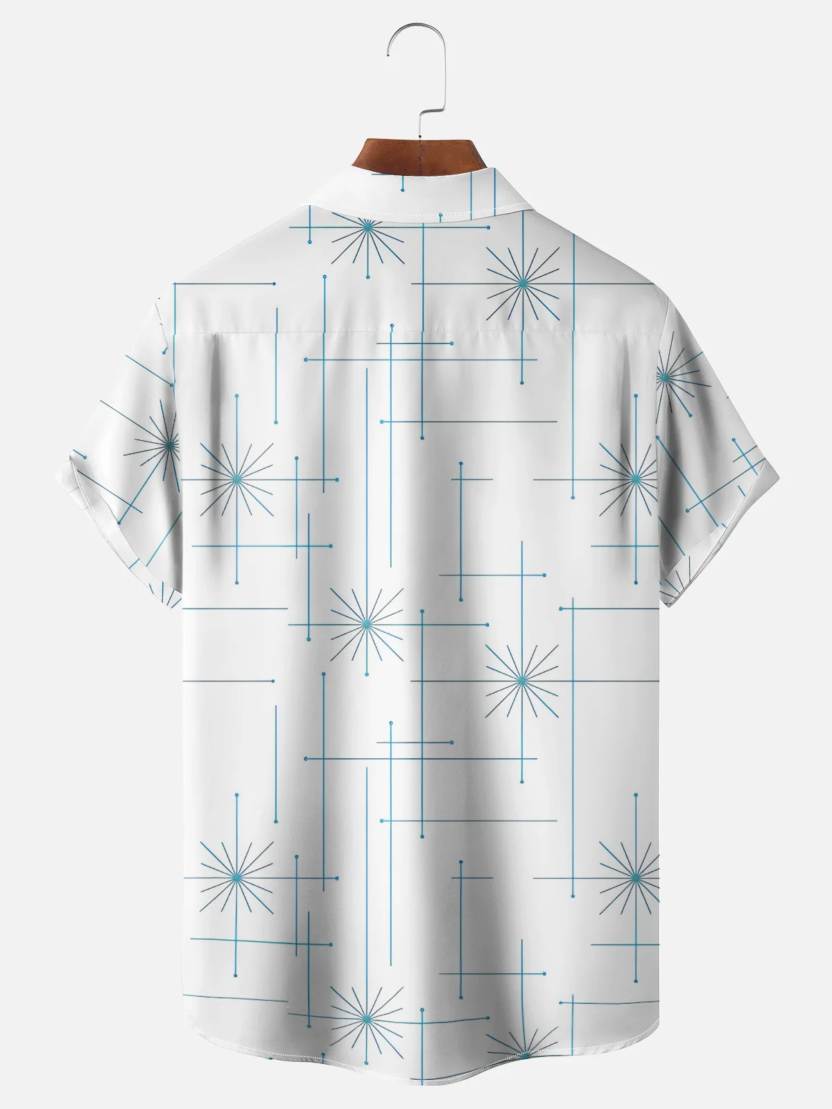 Moisture-Wicking Mid-Century Geometric Chest Pocket Hawaiian Shirt