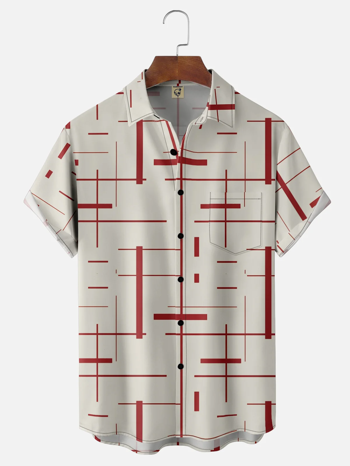 Moisture-Wicking Medieval Geometric Chest Pocket Hawaiian Shirt