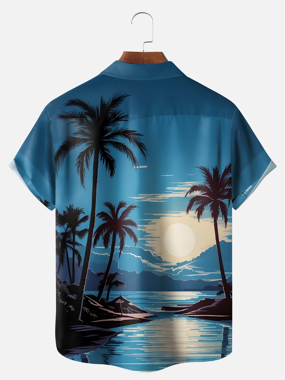 Big Size Moisture-wicking Coconut Tree Beach Chest Pocket Hawaiian Shirt