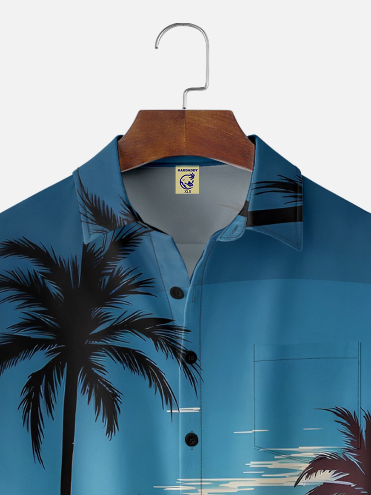 Big Size Moisture-wicking Coconut Tree Beach Chest Pocket Hawaiian Shirt