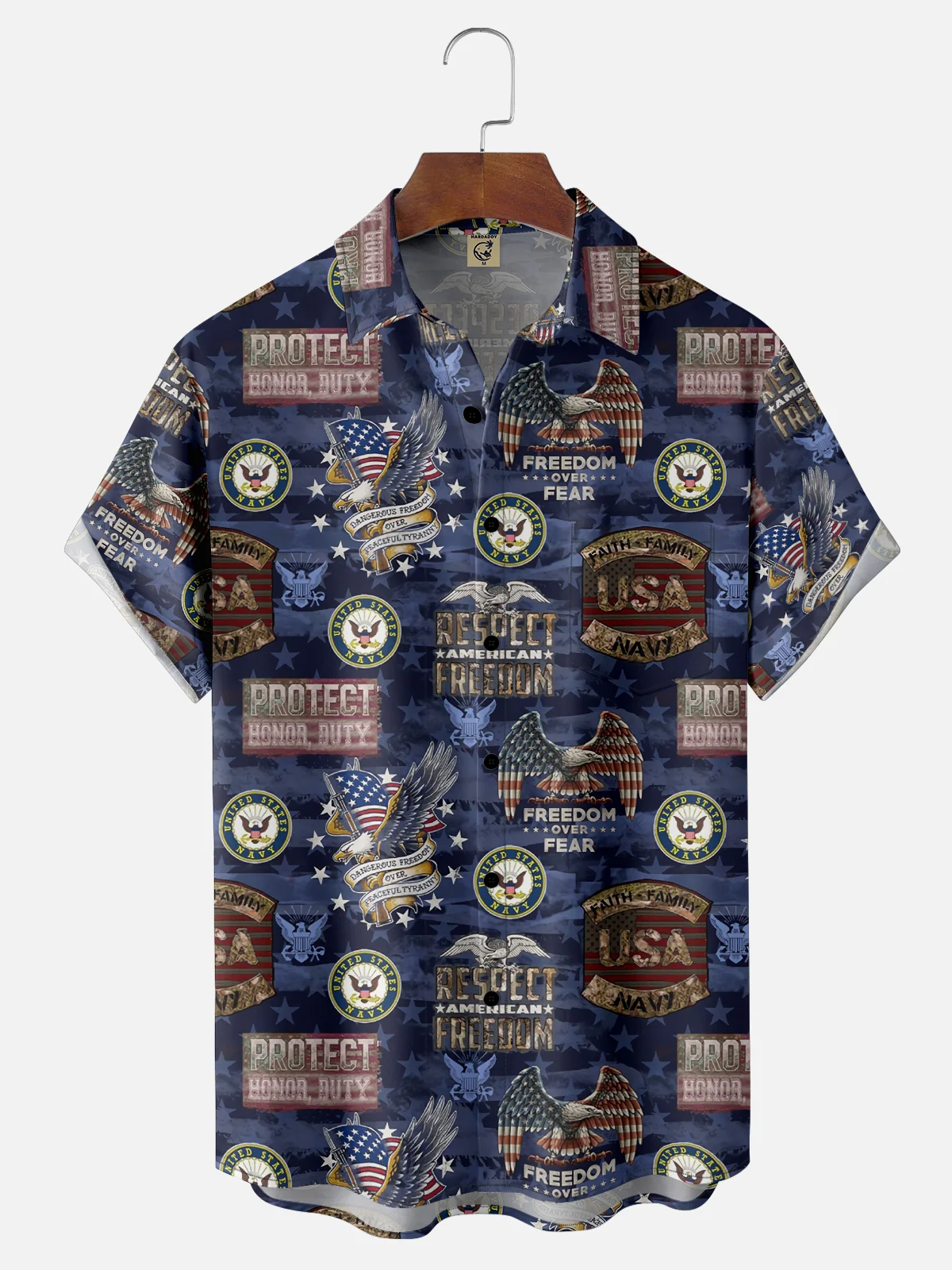 Moisture-Wicking US Navy Army Marine Corps Chest Pocket Hawaiian Shirt