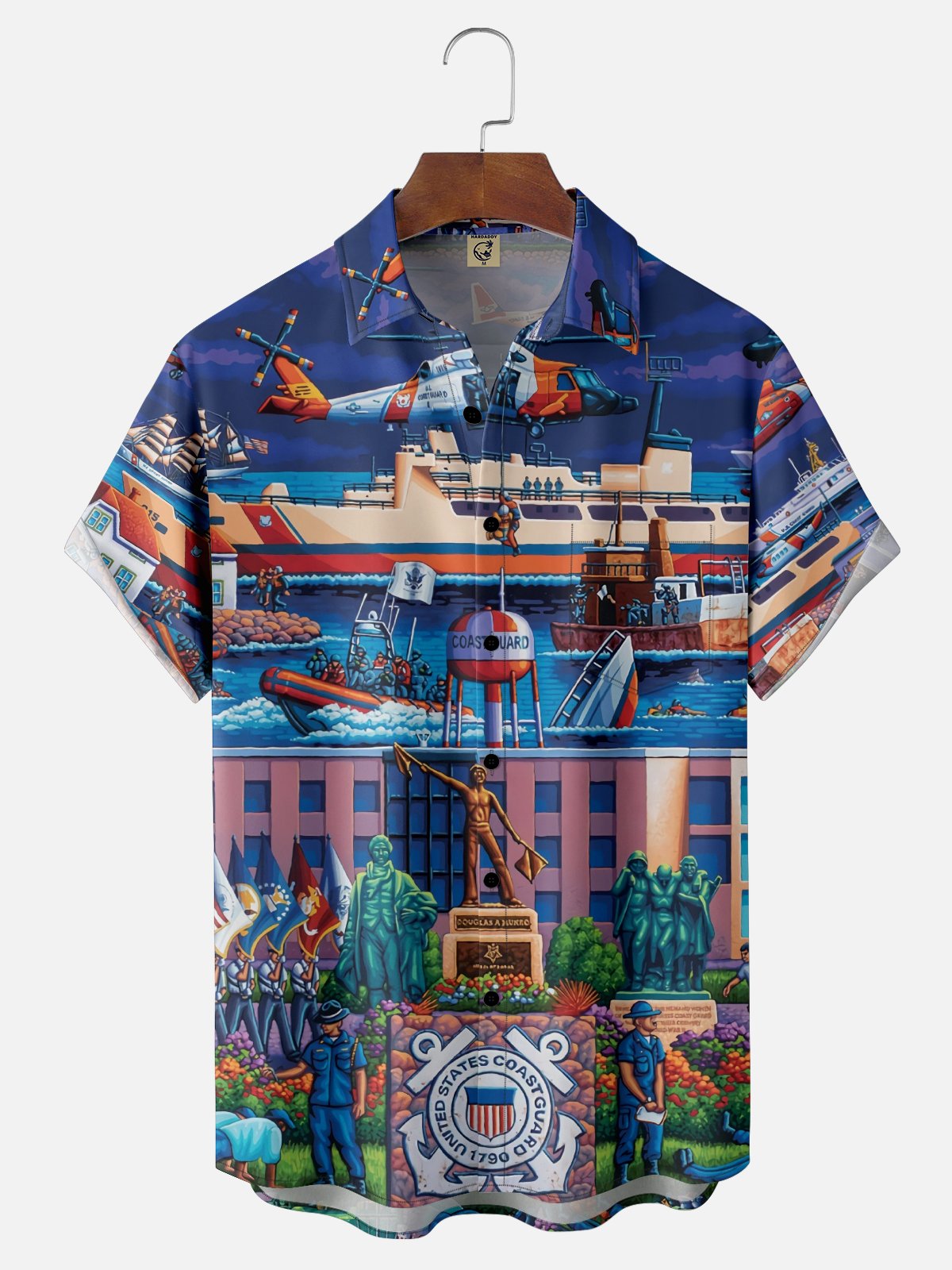 Moisture-Wicking US Coast Guard Chest Pocket Hawaiian Shirt