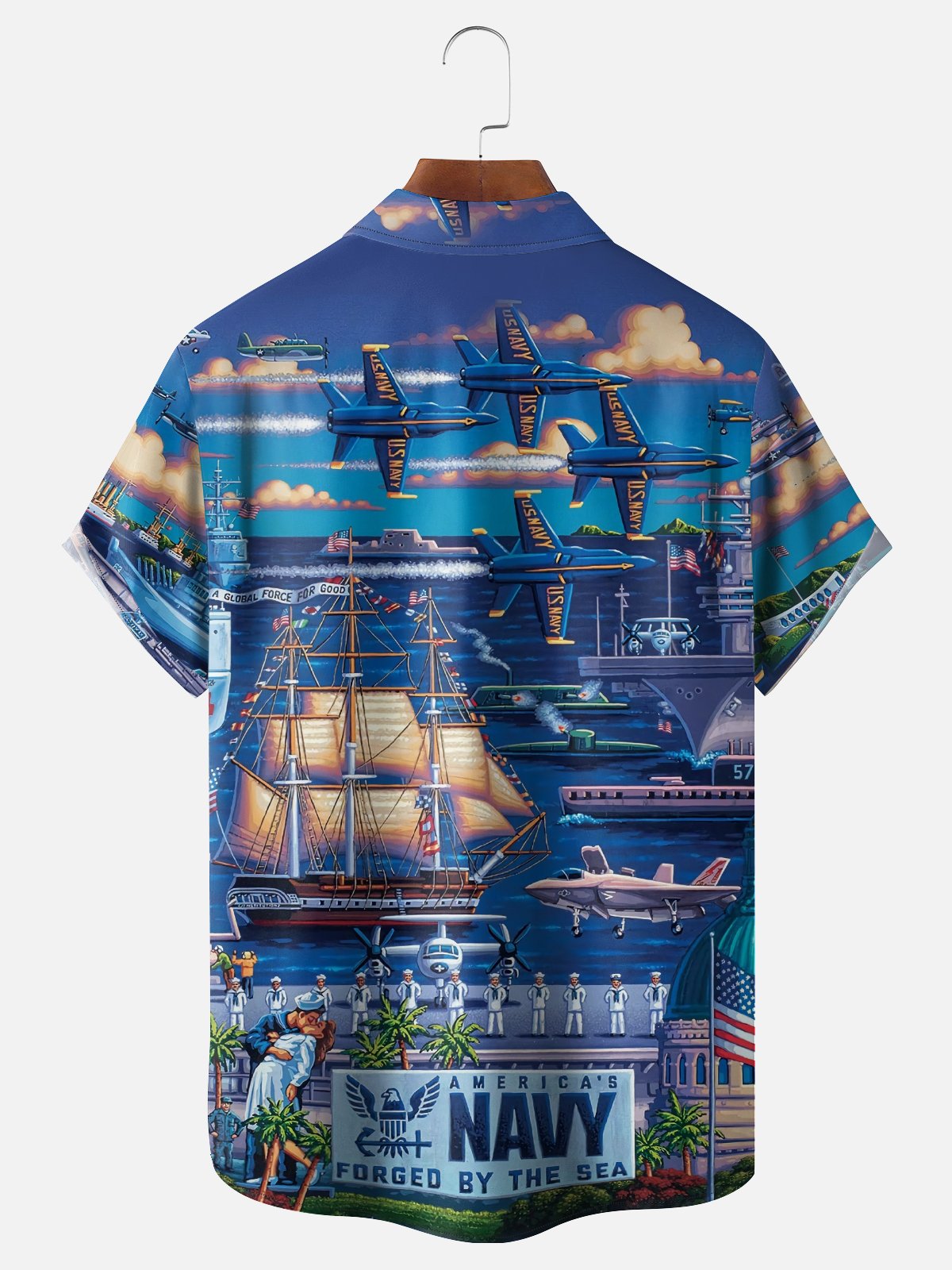 Moisture-Wicking US Navy Chest Pocket Hawaiian Shirt