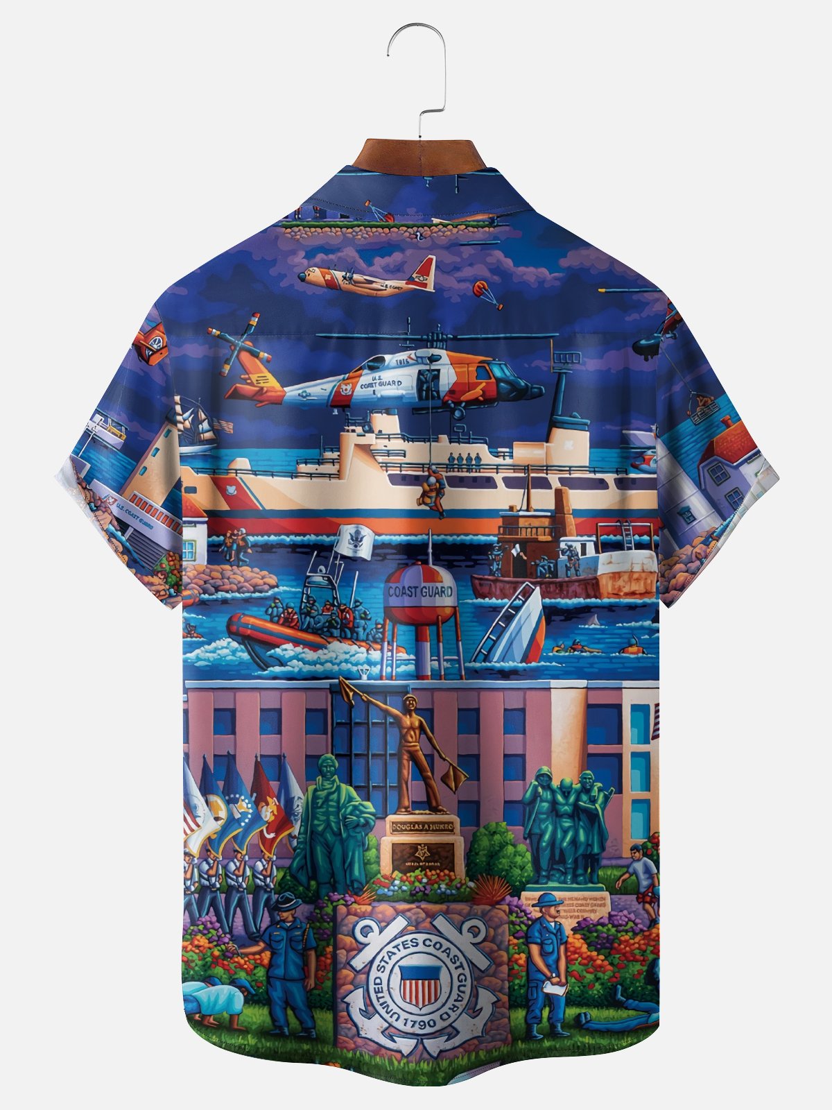 Moisture-Wicking US Coast Guard Chest Pocket Hawaiian Shirt