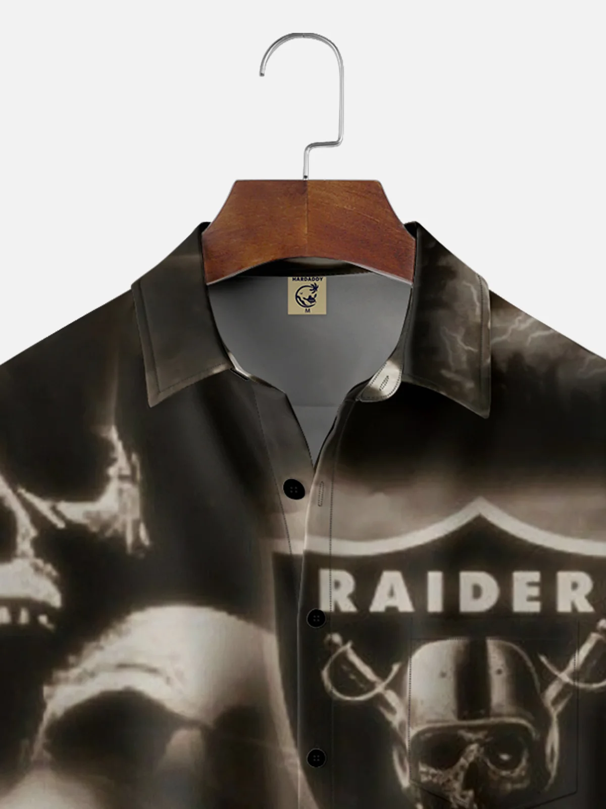 Moisture-wicking American Football Las Vegas Skull Art Raiders Funny Chest Pocket Casual Shirt