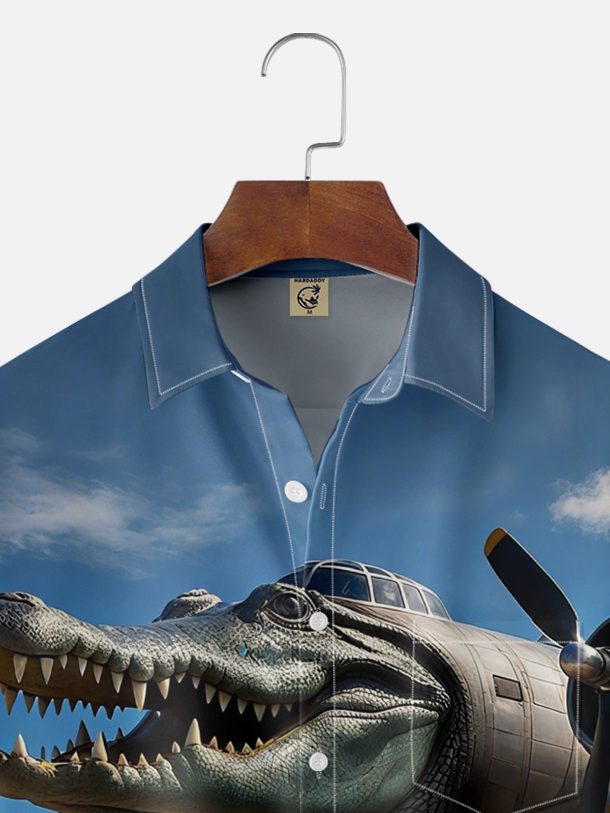 Moisture-wicking Fun "Bombardiro Crocodilo" Avant-garde Chest Pocket Hawaiian Shirt