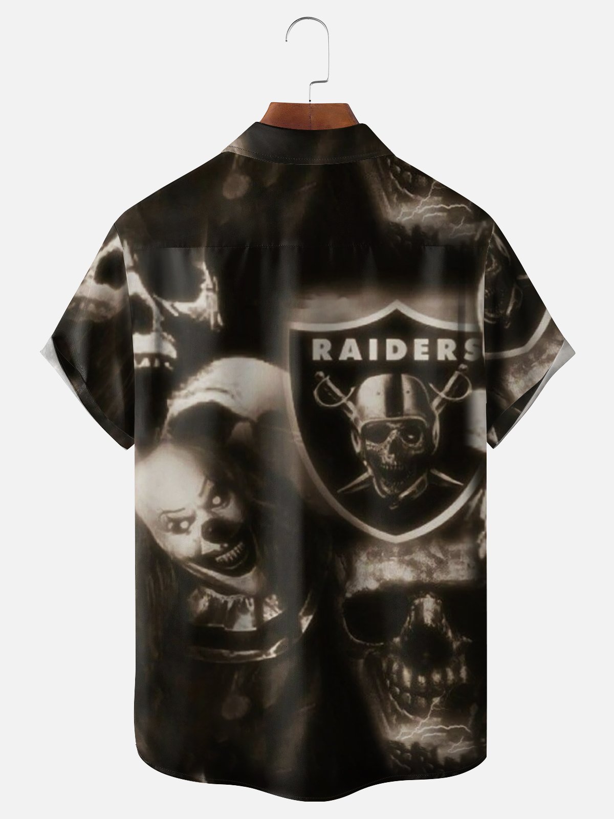 Moisture-wicking American Football Las Vegas Skull Art Raiders Funny Chest Pocket Casual Shirt