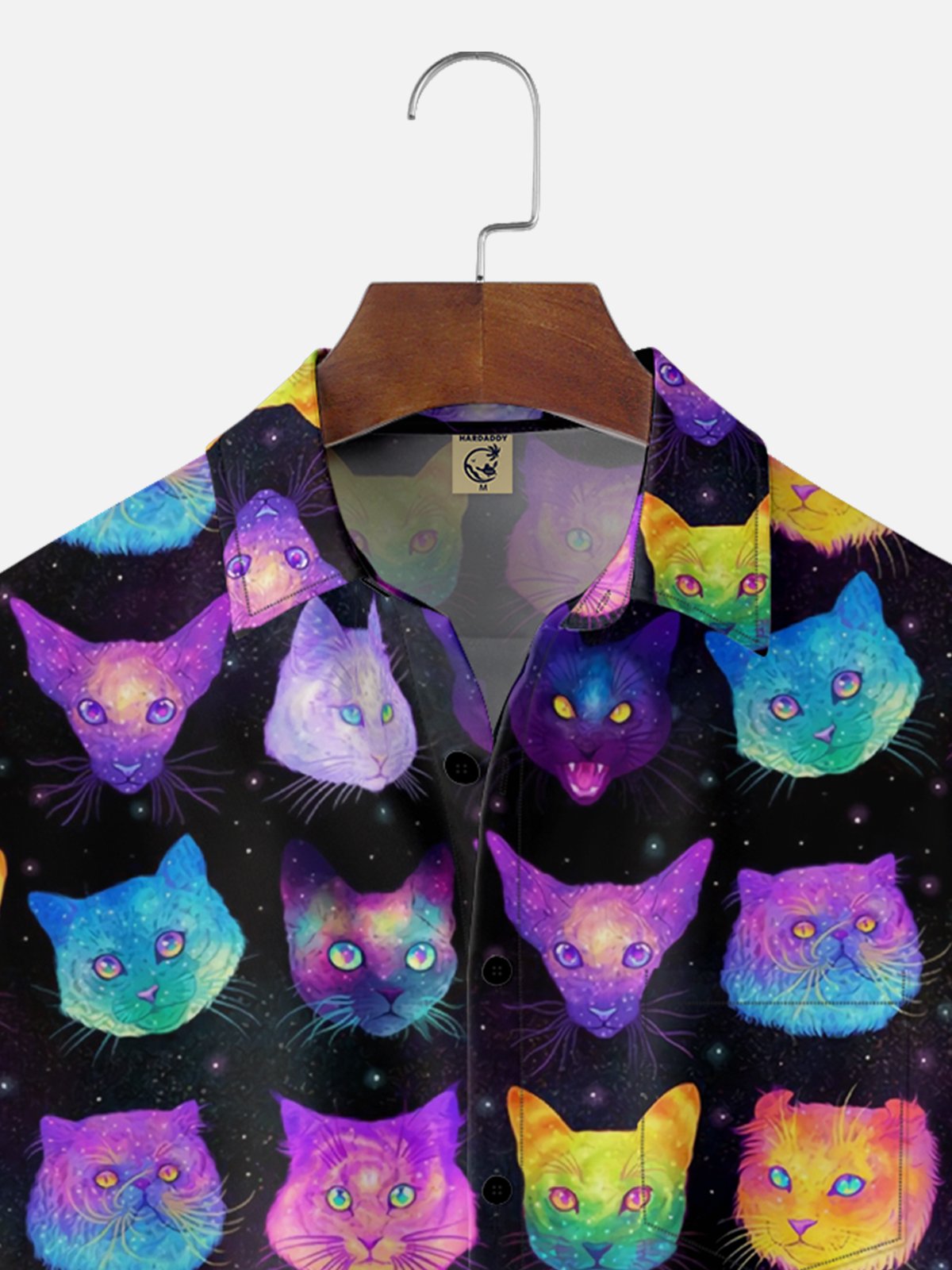 Moisture-wicking Colorful Cat Art Chest Pocket Casual Shirt