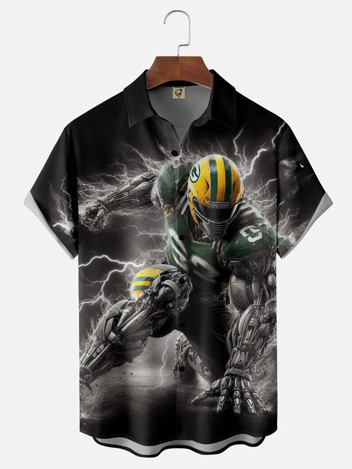Moisture-wicking American Football Green Bay Art Packers Fun Chest Pocket Casual Shirt