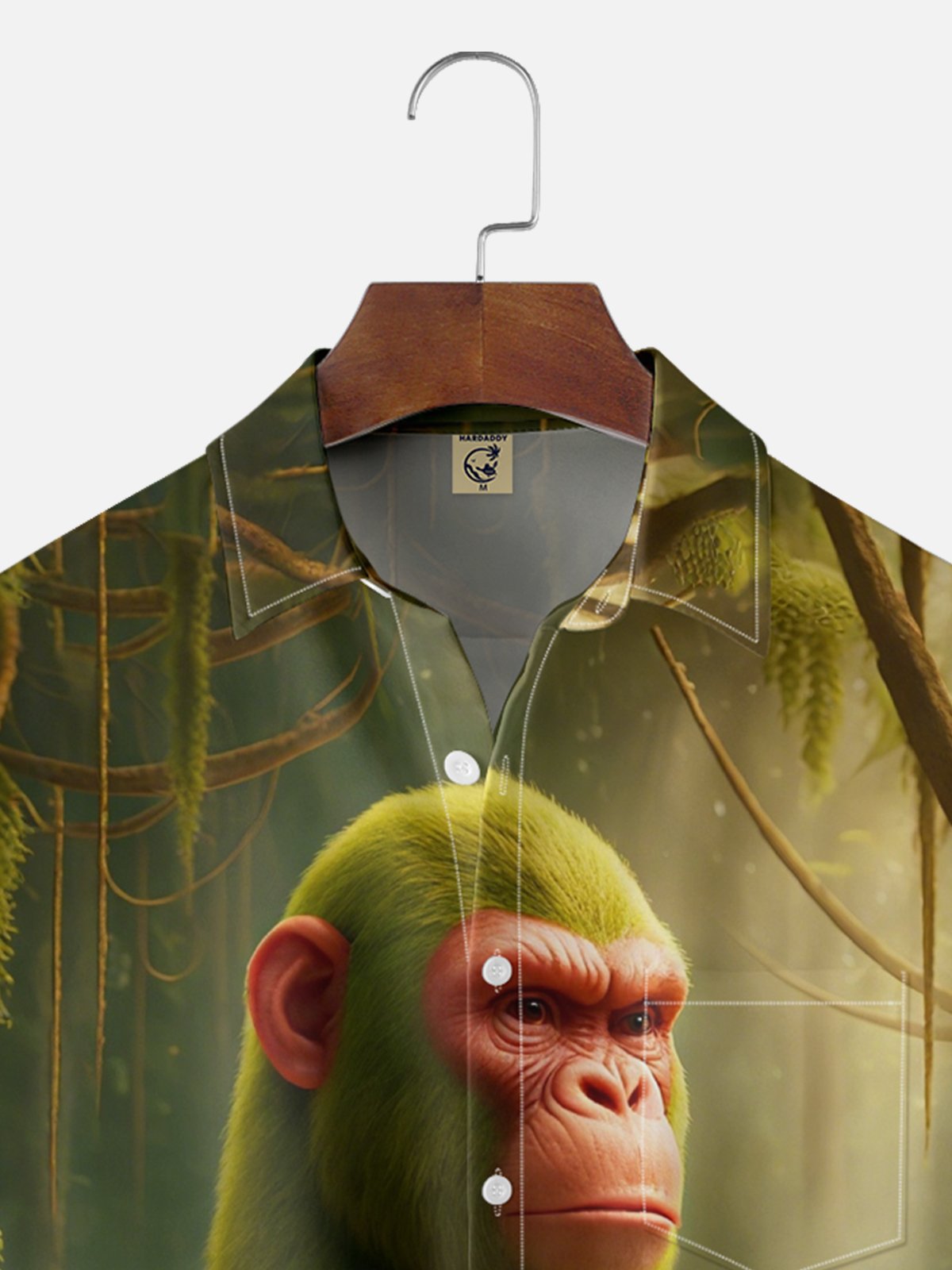 Moisture-wicking Fun "Shimpansinni Bananini" Edgy Chest Pocket Hawaiian Shirt