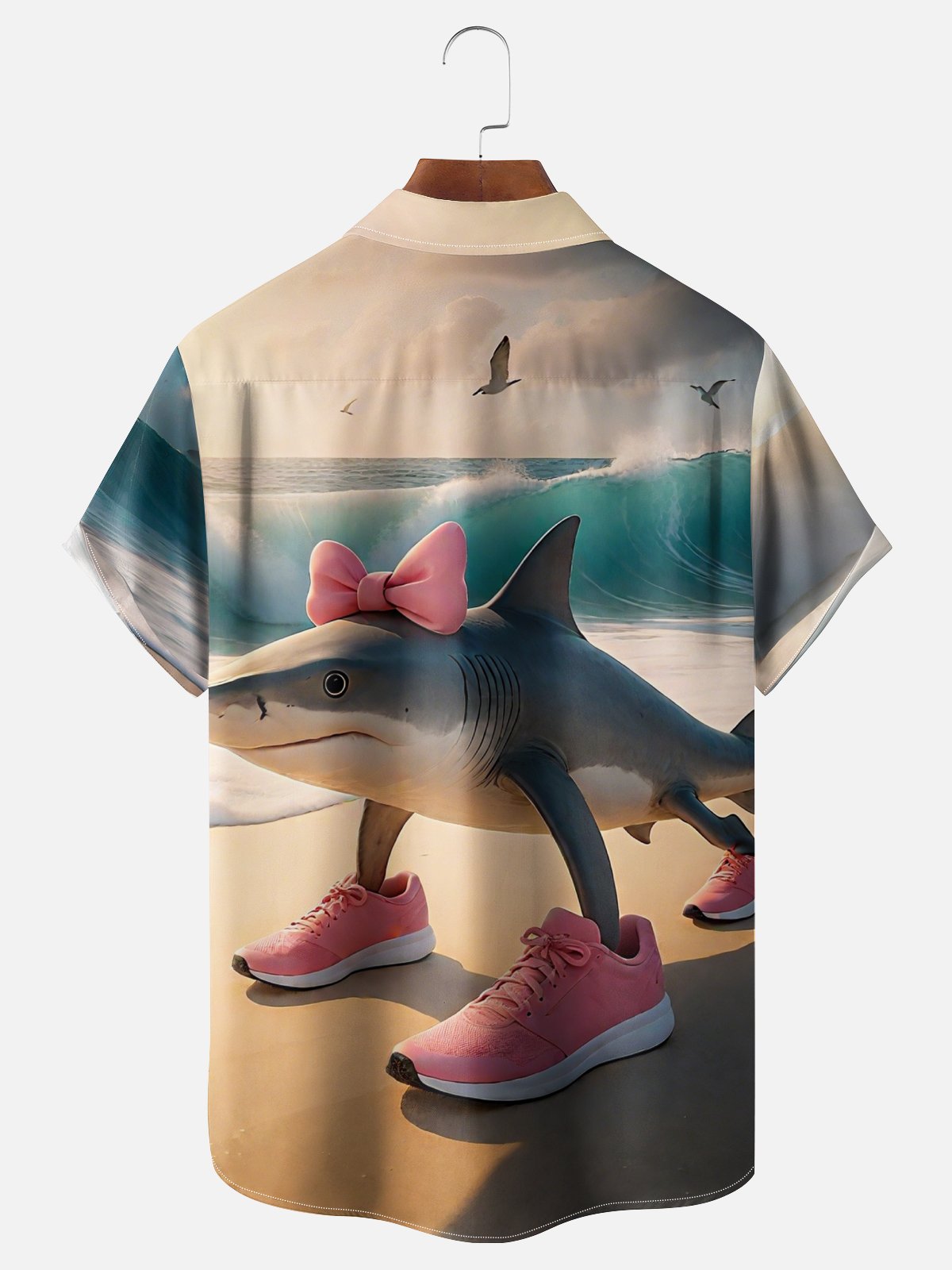 Moisture-wicking Fun "Tralalelo Tralala" Edgy Chest Pocket Hawaiian Shirt