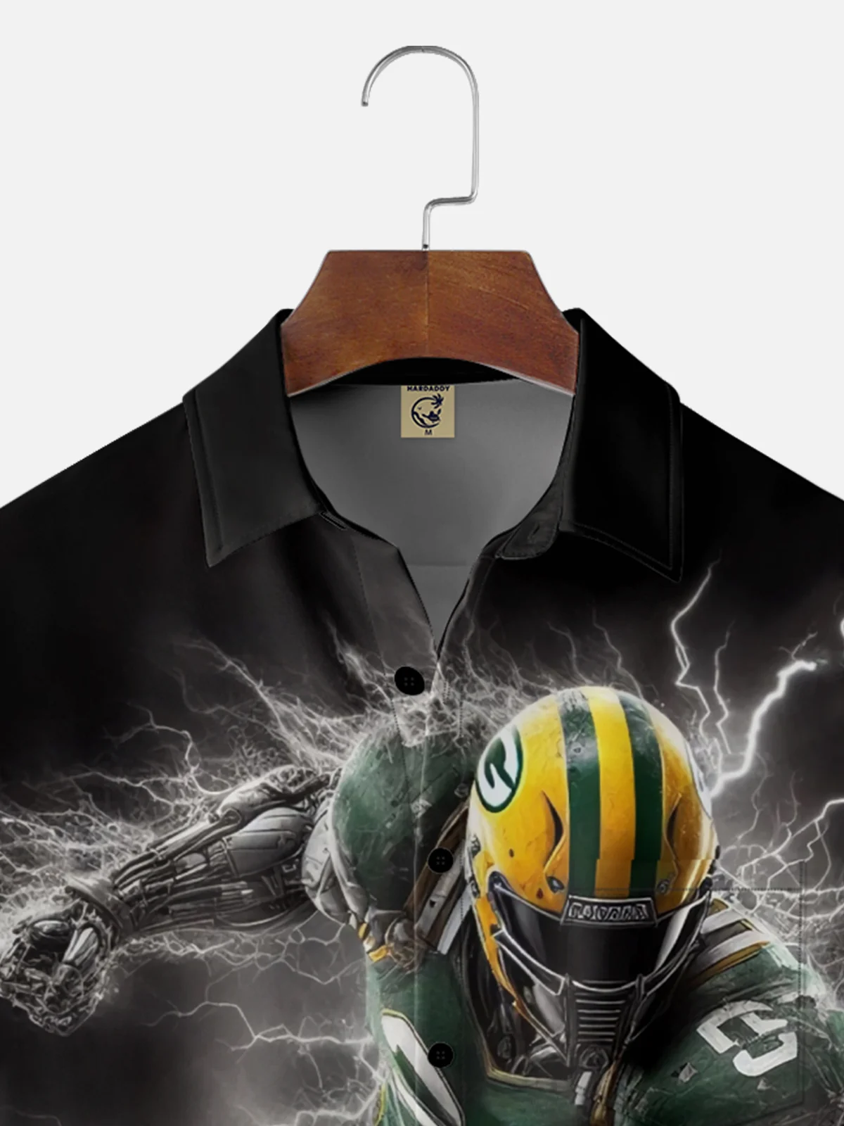 Moisture-wicking American Football Green Bay Art Packers Fun Chest Pocket Casual Shirt