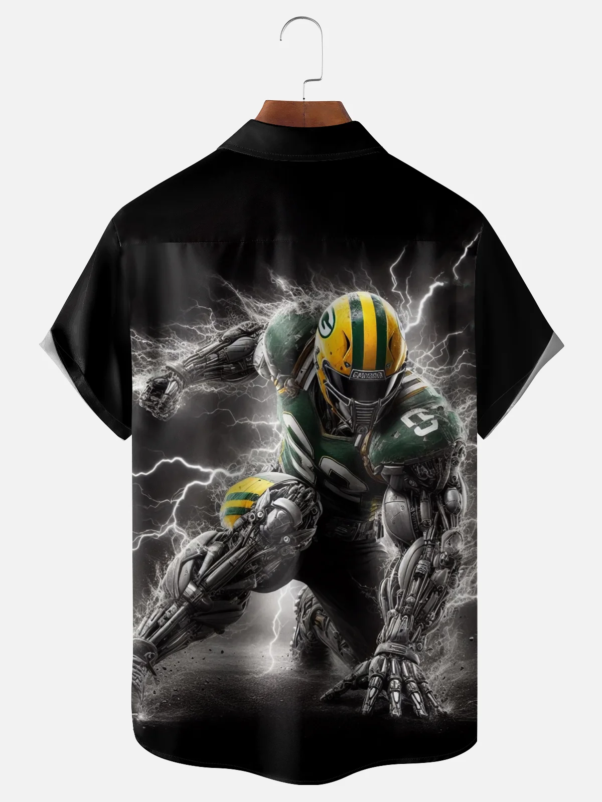 Moisture-wicking American Football Green Bay Art Packers Fun Chest Pocket Casual Shirt