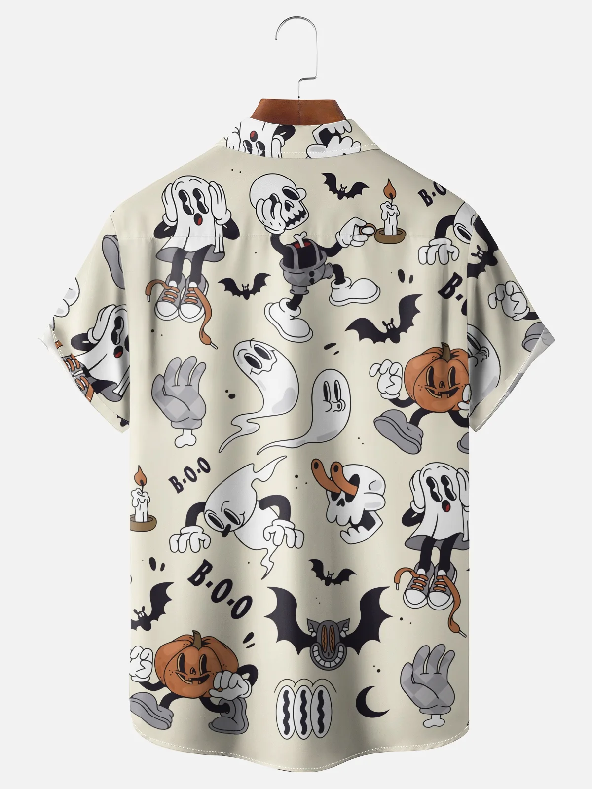 Moisture-wicking Halloween Ghost Pumpkin Chest Pocket Casual Shirt