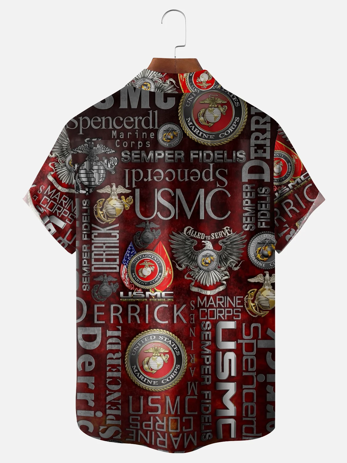 Moisture-Wicking Veterans Day Lettering American Eagle Chest Pocket Hawaiian Shirt