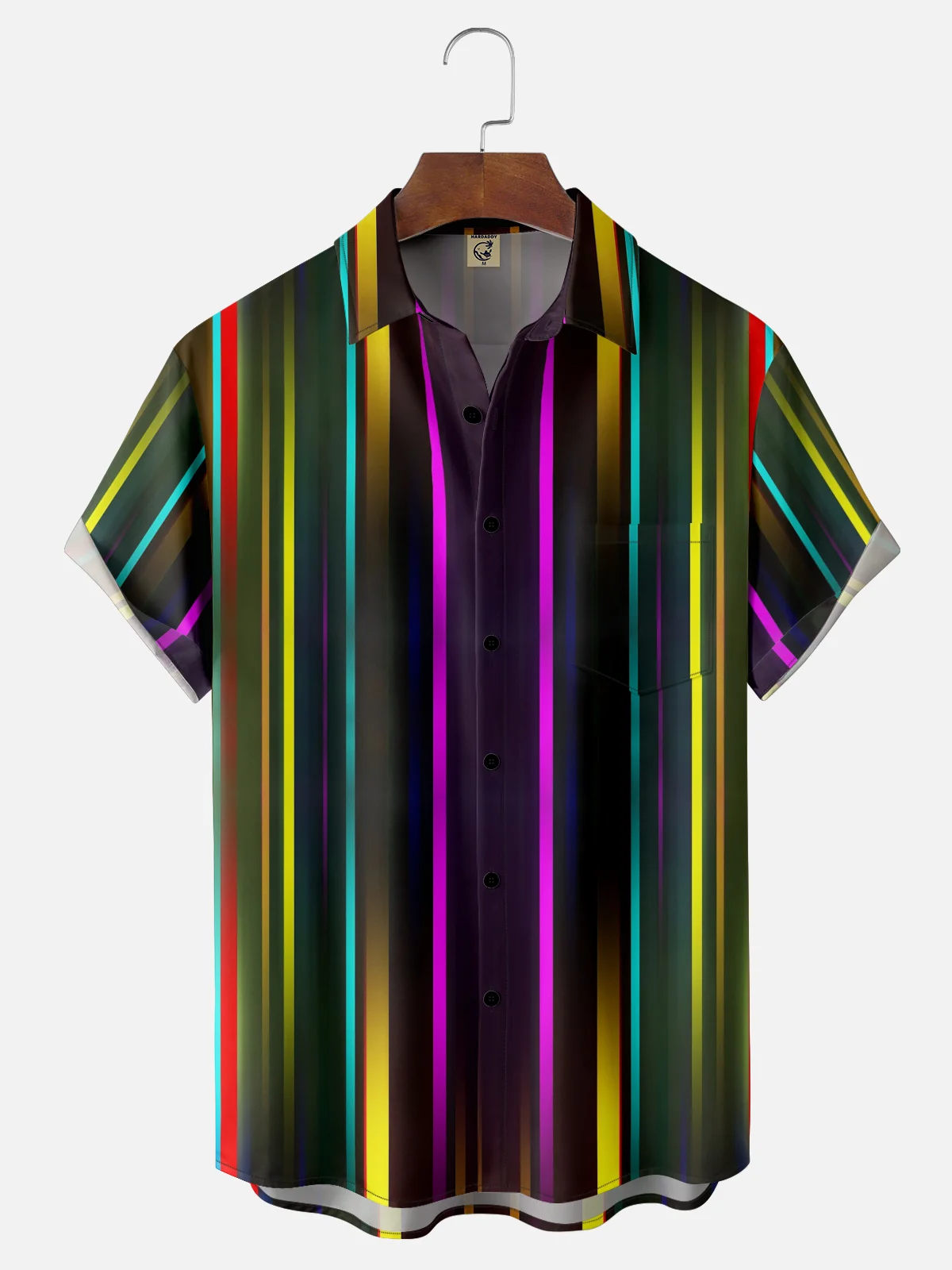 Moisture-Wicking Ombre Stripe Chest Pocket Hawaiian Shirt
