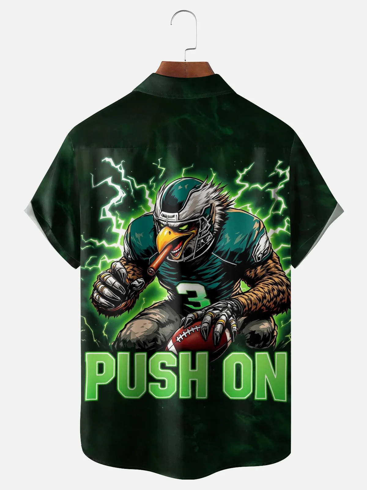 Moisture-wicking Eagle Football Sports Chest Pocket Casual Shirt