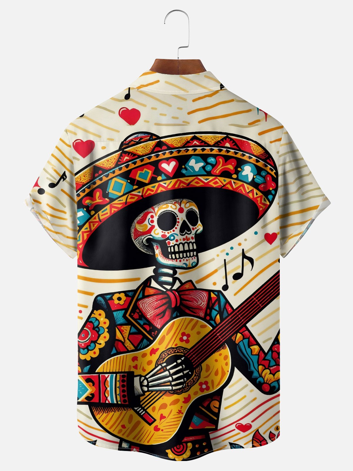 Moisture-Wicking Day Of The Dead Skull Mexican Pattern Chest Pocket Hawaiian Shirt