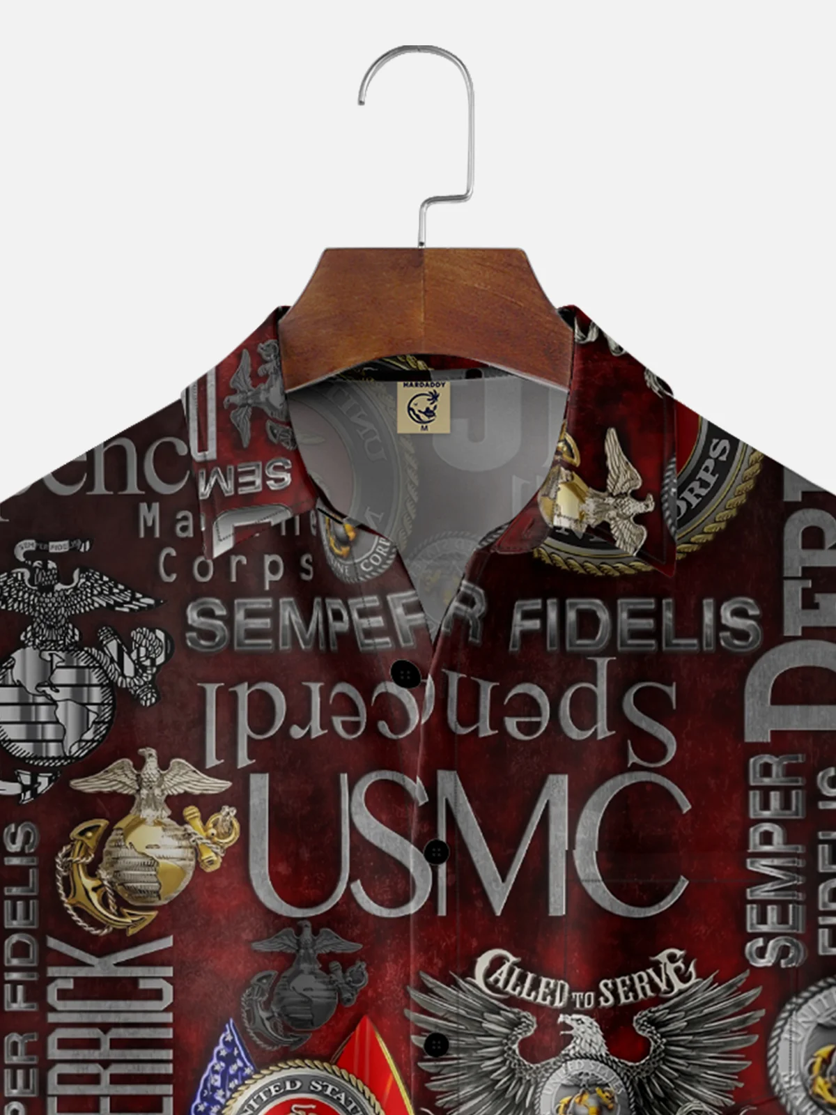 Moisture-Wicking Veterans Day Lettering American Eagle Chest Pocket Hawaiian Shirt