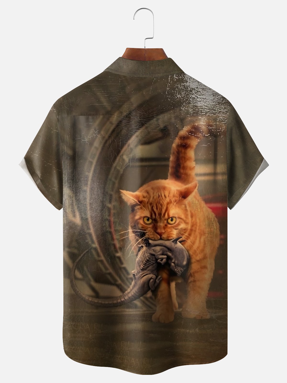 Moisture-wicking Cat Monster Chest Pocket Casual Shirt