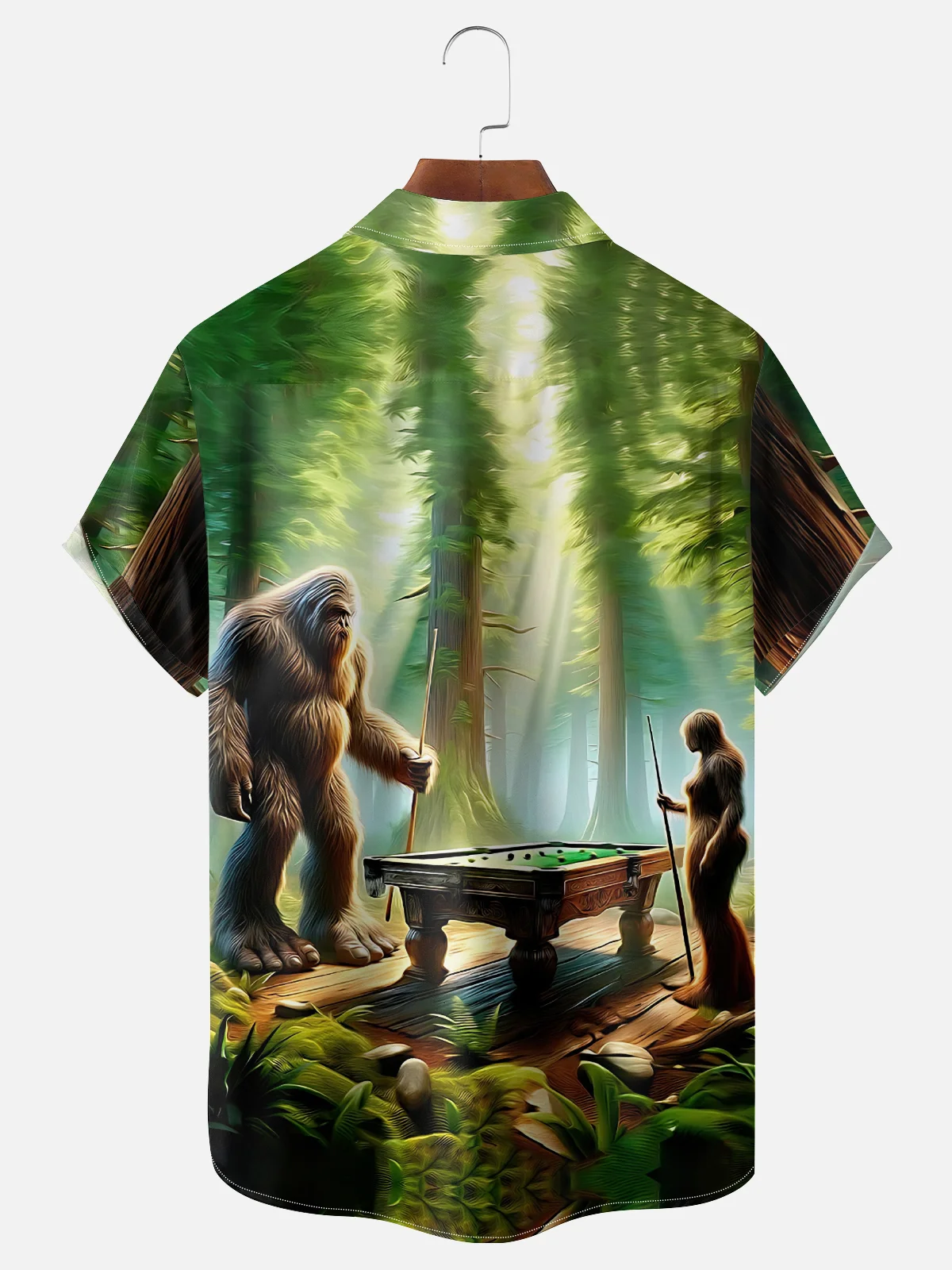 Moisture-Wicking Pool Bigfoot Chest Pocket Hawaiian Shirt