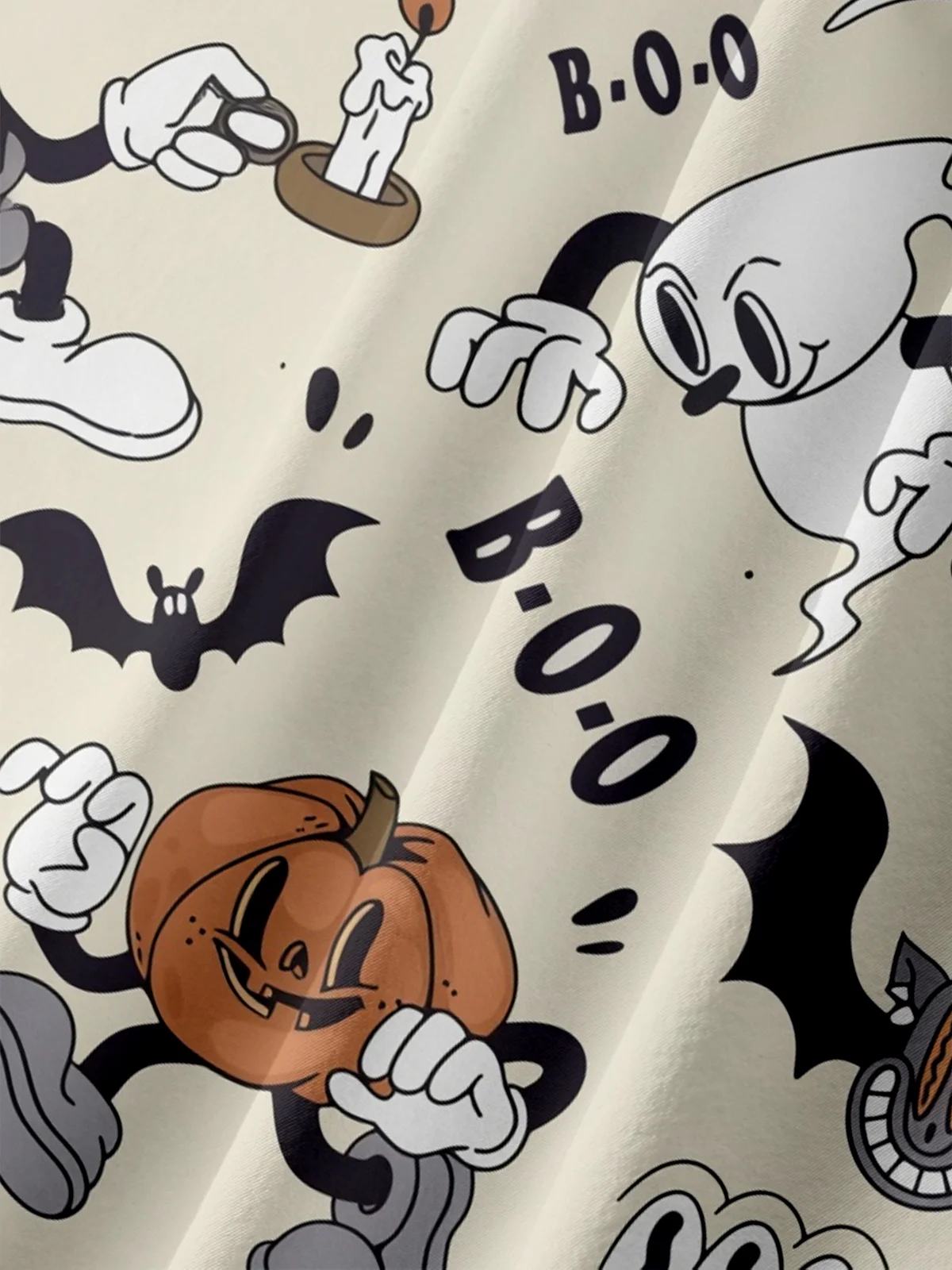 Moisture-wicking Halloween Ghost Pumpkin Chest Pocket Casual Shirt